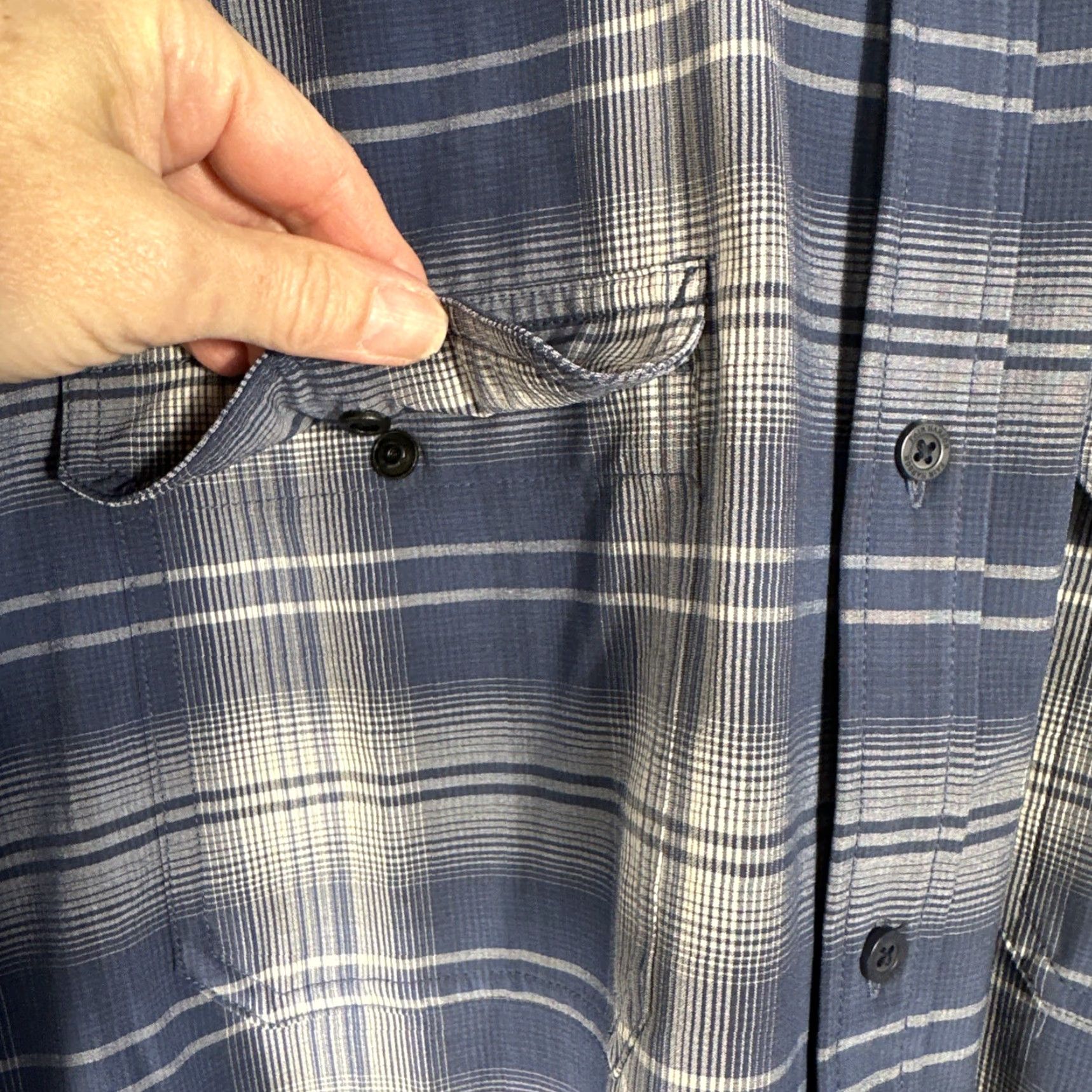 Vintage Fair Harbor Shirt Mens 2XL Blue Plaid Long Sleeve Button-Up Casual Travel Crewneck? Size US XXL / EU 58 / 5 - 5 Thumbnail