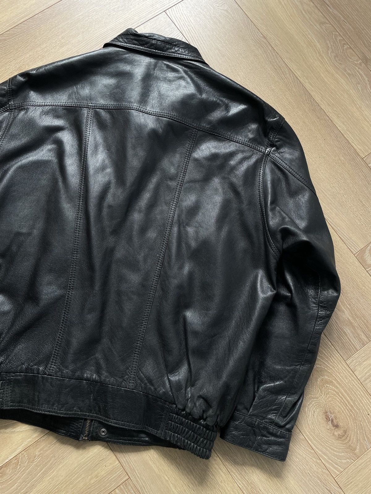 Vintage Vintage Y2k Black Real Leather Zip Bomber Jacket Avant Garde Size US XL / EU 56 / 4 - 9 Thumbnail
