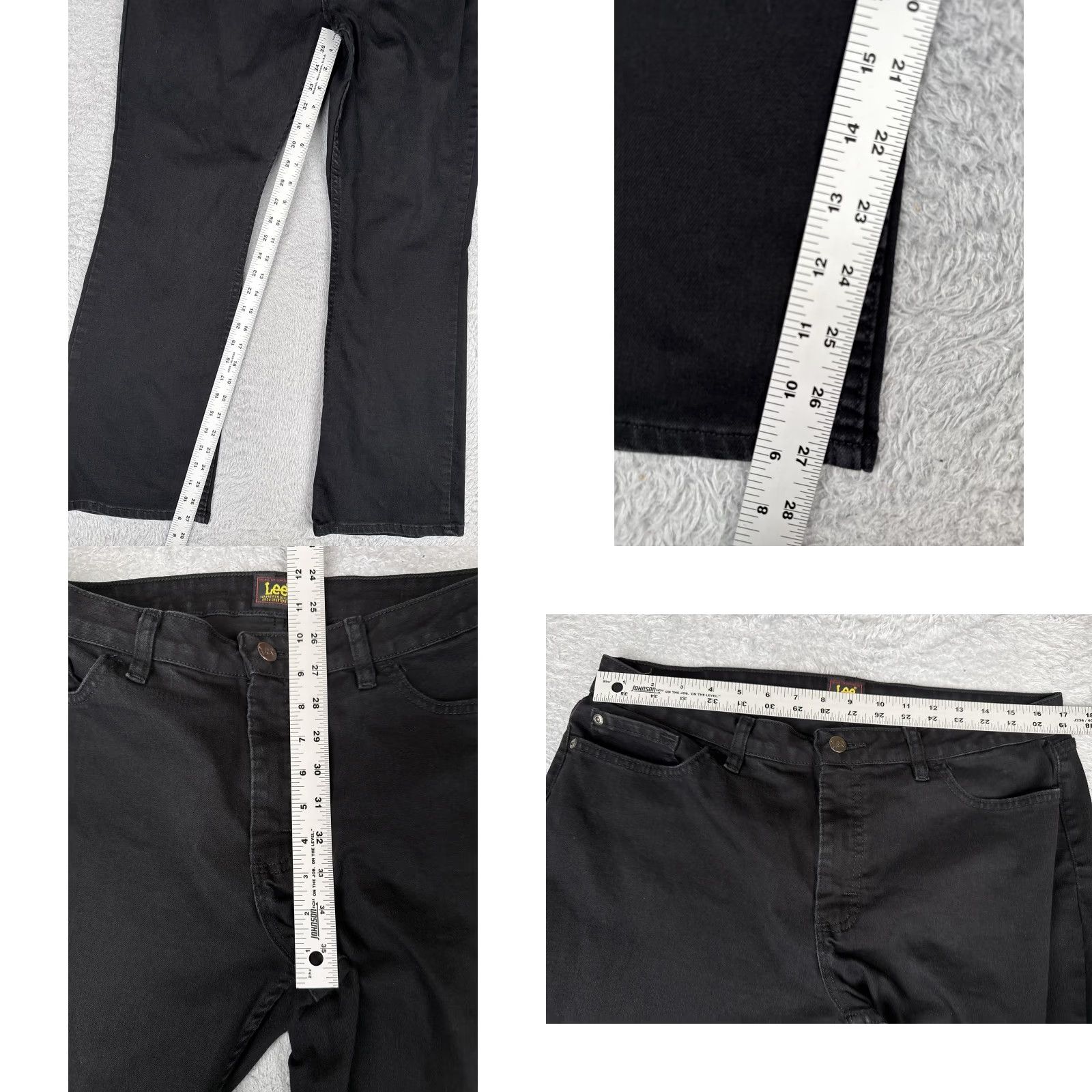 Lee Lee Jeans Womens 14 S Black Bootcut Dark Wash Mid Rise Stretch Cotton 34x28 Jeans Womens Regular 90s Vintage No Size 36" / US 14 / IT 50 - 8 Thumbnail