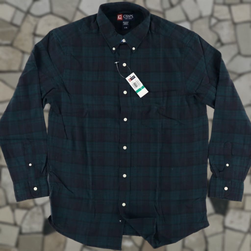 Chaps Chaps Shirt Green Plaid Flannel Cotton Long Sleeve Button Down Men's L Size US L / EU 52-54 / 3 - 1 Thumbnail