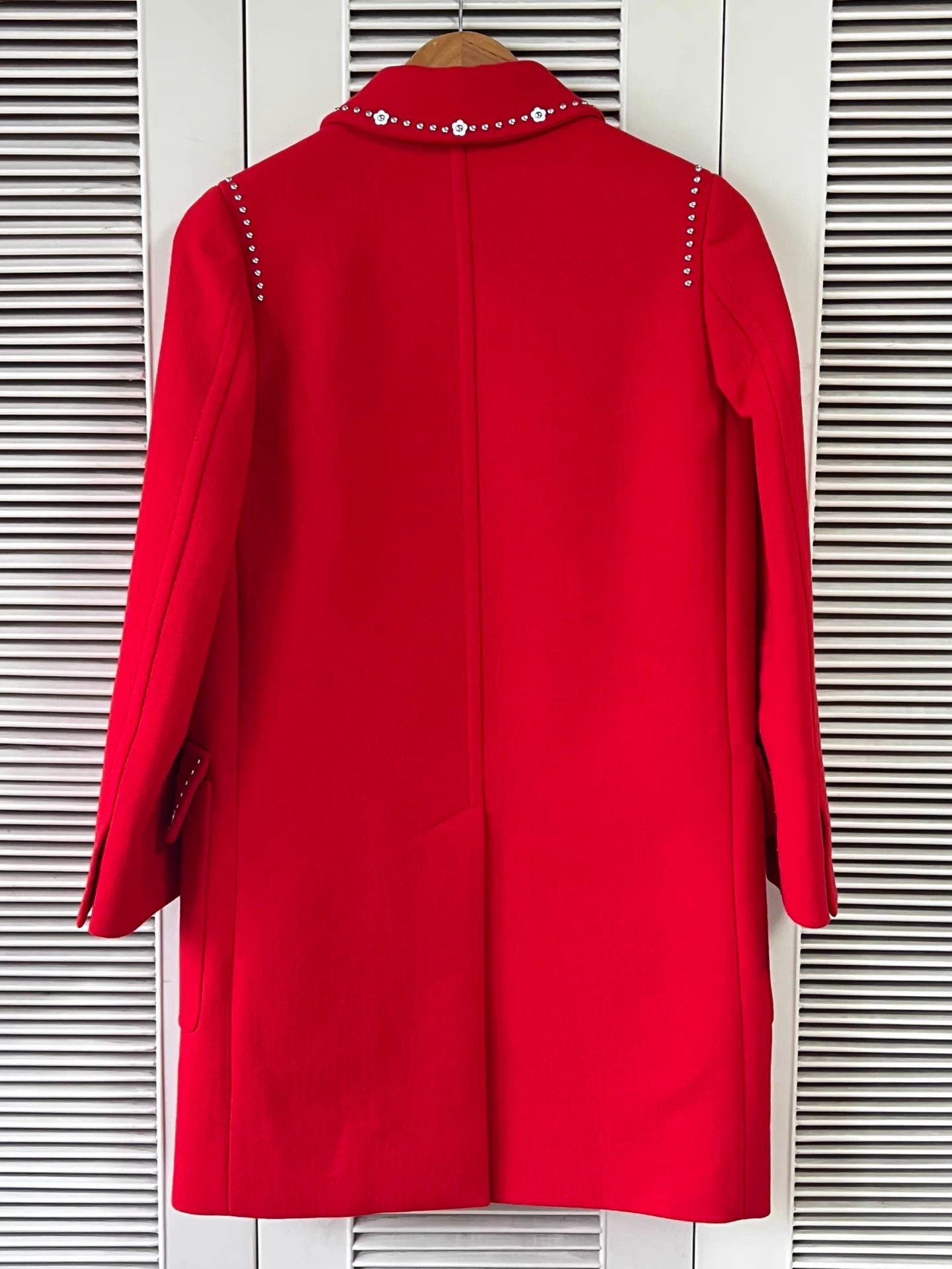 Miu Miu MIU MIU Women's Red Beaded Wool Coat IT 36 Size XS / US 0-2 / IT 36-38 - 2 Thumbnail