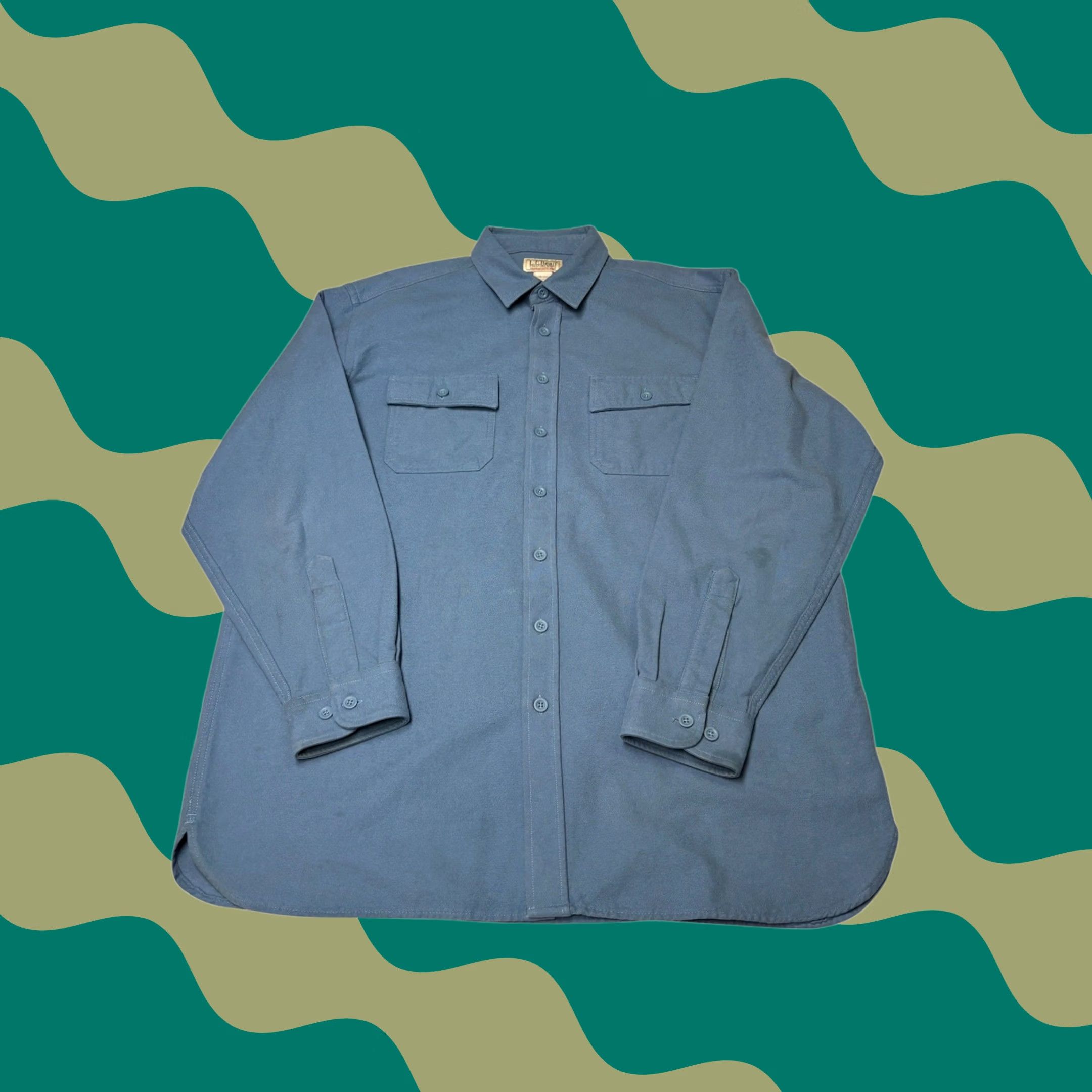 Vintage VINTAGE LL Bean Chamois Cloth Shirt Mens XL Tall Blue Heavyweight Cotton Button Down Size US XL / EU 56 / 4 - 1 Thumbnail