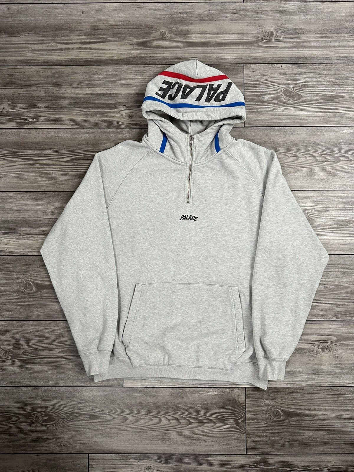 image of Palace Classic Fix Quarter Zip Hoodie in Grey, Men's (Size Large)
