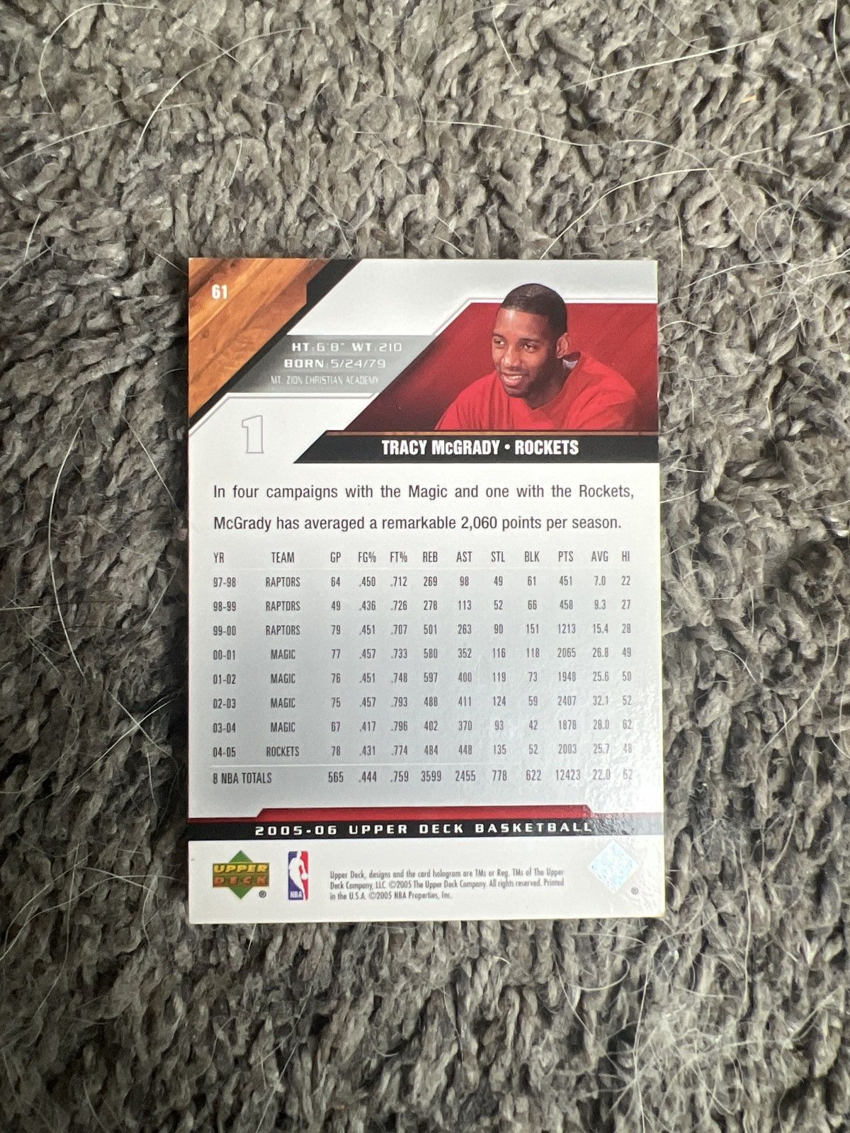 NBA 2005 Upper Deck #61 Tracy McGrady Card Size ONE SIZE - 2 Thumbnail