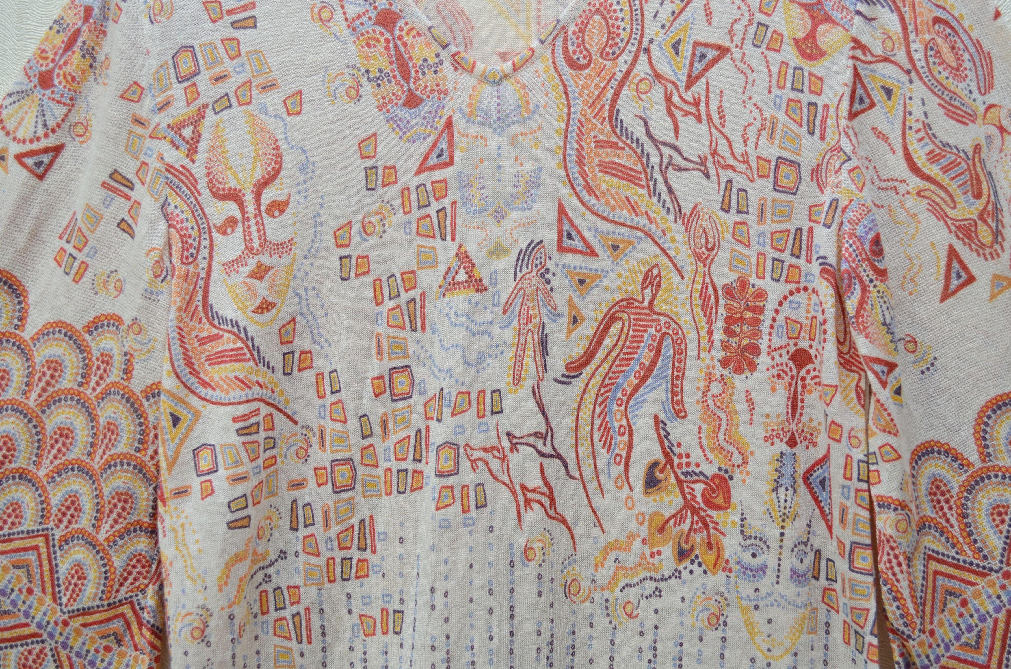 Designer Ivko Canvas Jumper Tunic Linen Shirt Curry Saffron Orange Size M / US 6-8 / IT 42-44 - 7 Thumbnail