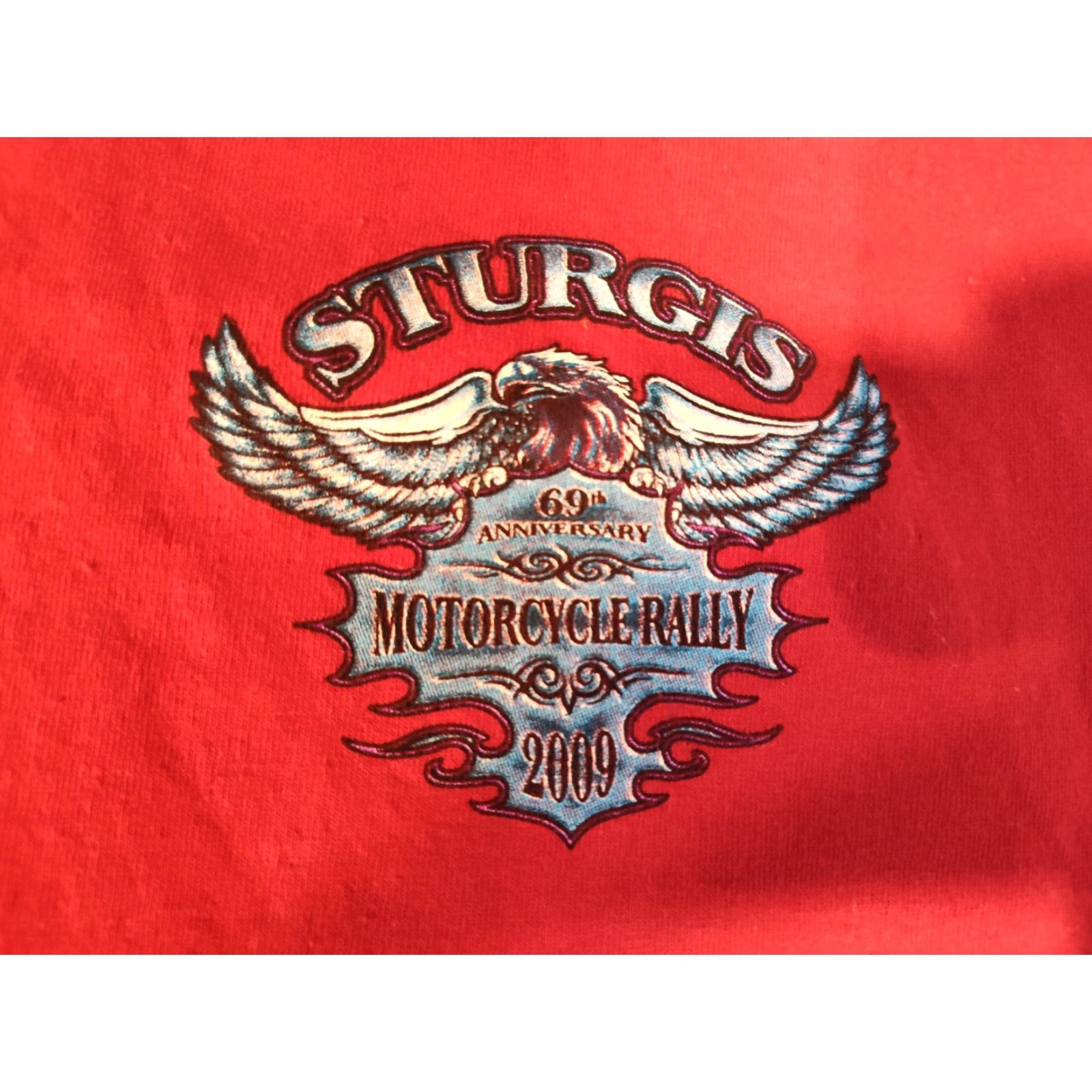 J.McLaughlin VINTAGE Sturgis Shirt 3XL Red Officially Licensed Laughlin USA 69th Anniversary T-Shirt Men Red 3XL USA Biker Motorcycle Graphic Print Two Sided Size US XXL / EU 58 / 5 - 4 Thumbnail
