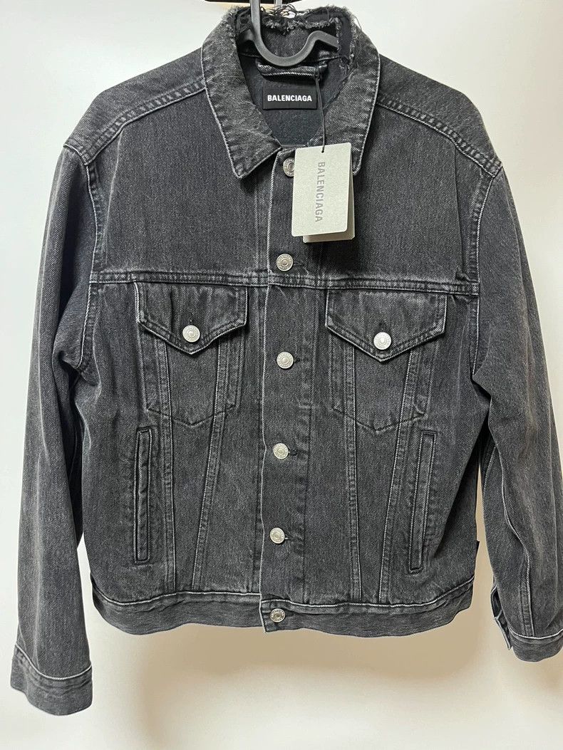 Balenciaga Balenciaga Charity Green Black Washed Denim Jacket 2502-Nex Size US M / EU 48-50 / 2 - 2 Thumbnail