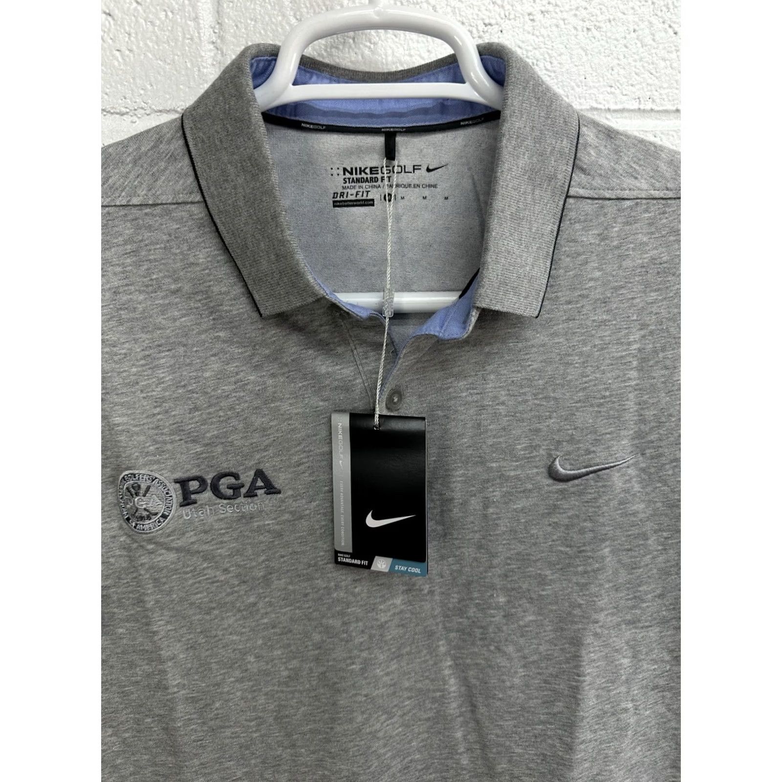 Nike Nike Dry Was Gold Polo Shirt Gray Logo Medium Mens Size US M / EU 48-50 / 2 - 2 Thumbnail