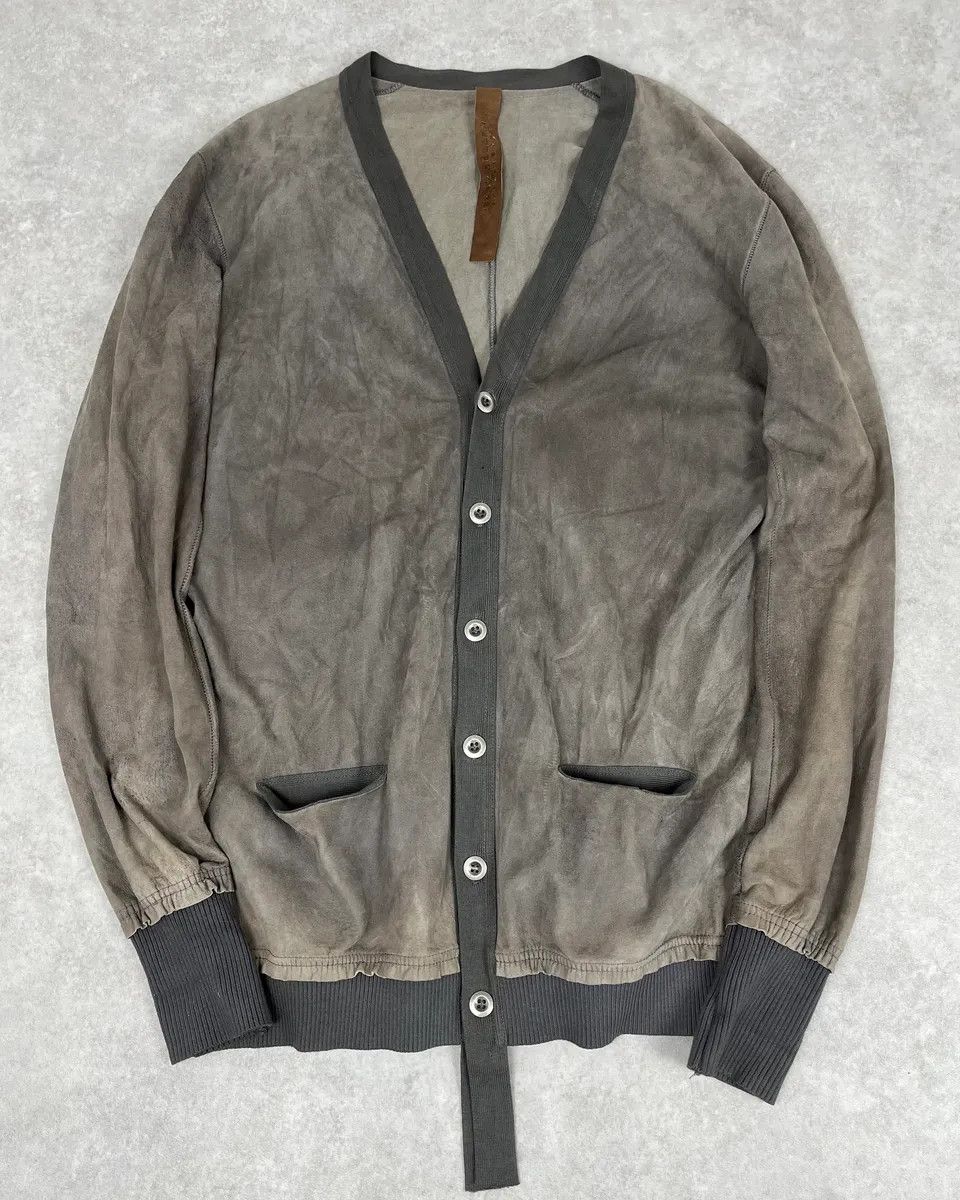 Isaac Sellam Experience Isaac Sellam Experience Taupe Suede Contrast Ribbed Trim Cardigan Size US L / EU 52-54 / 3 - 1 Thumbnail