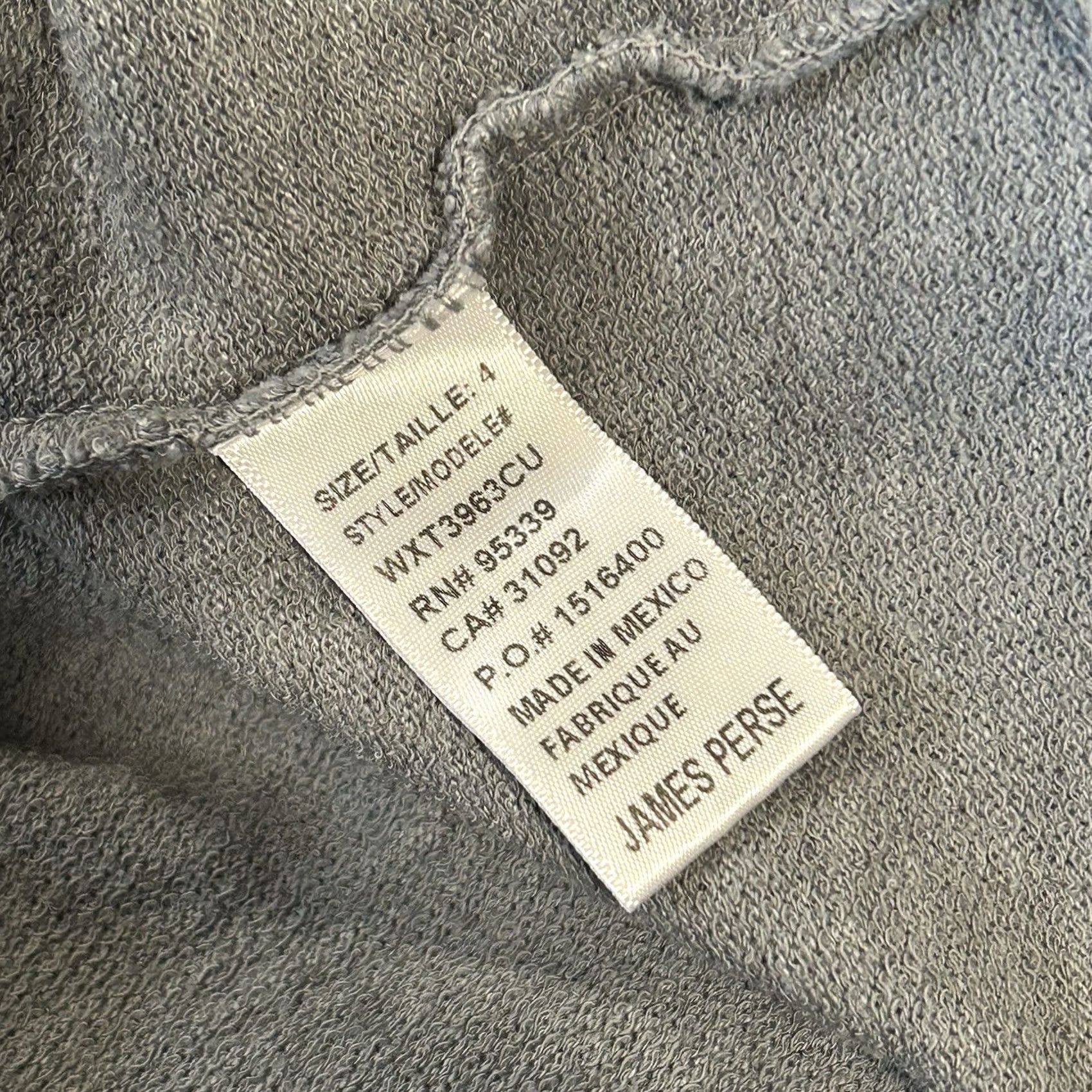 James Perse James Perse Standard Boxy Terry Top Long Sleeve Women’s 4 Gray V-Neck Raglan Logo Relaxed Casual Knit Top Shirt Women's Size S / US 4 / IT 40 - 5 Thumbnail