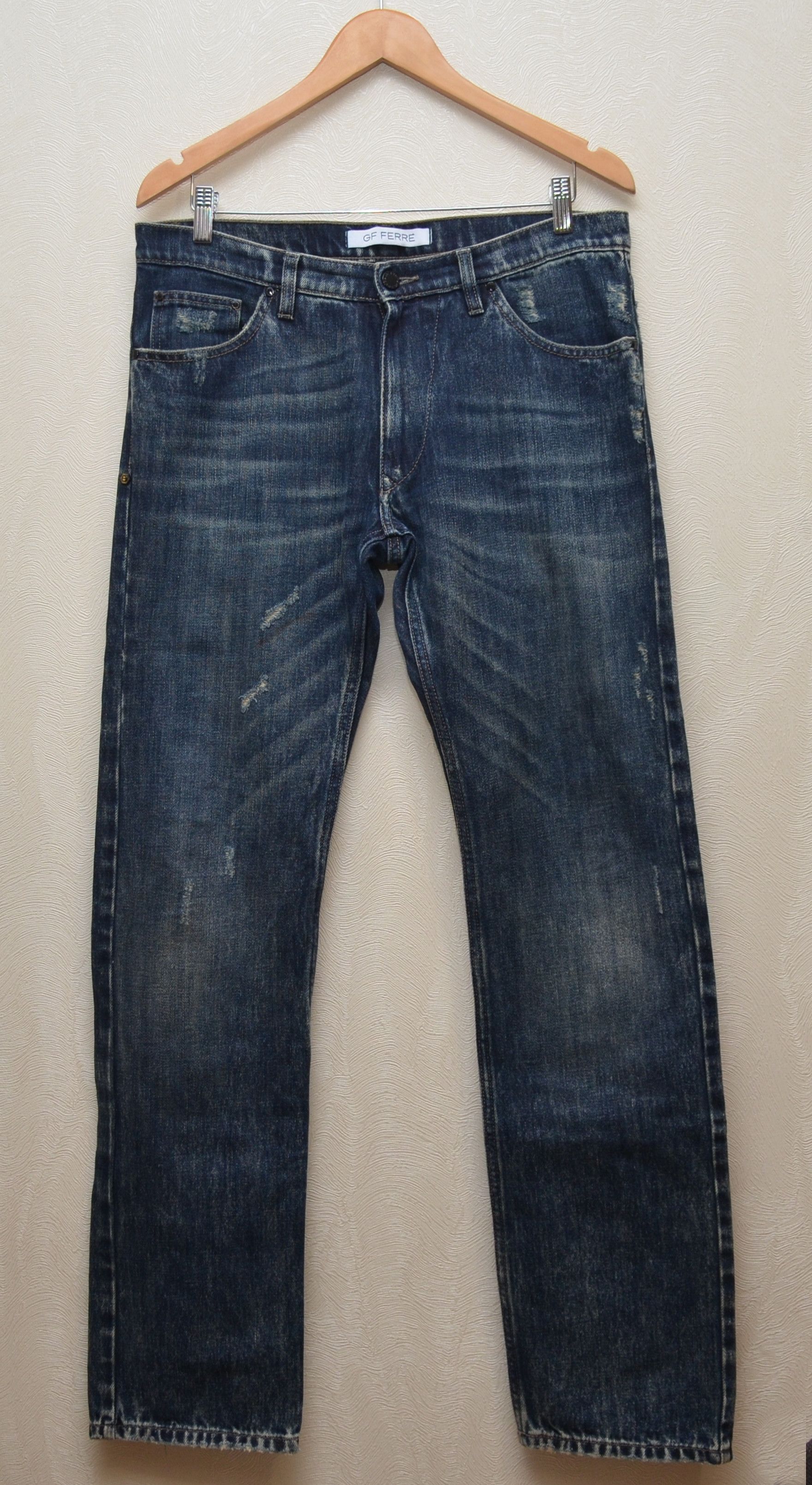 image of Vintage Gianfranco Ferre Distressed Jeans Size W33 Y2K in Blue, Men's