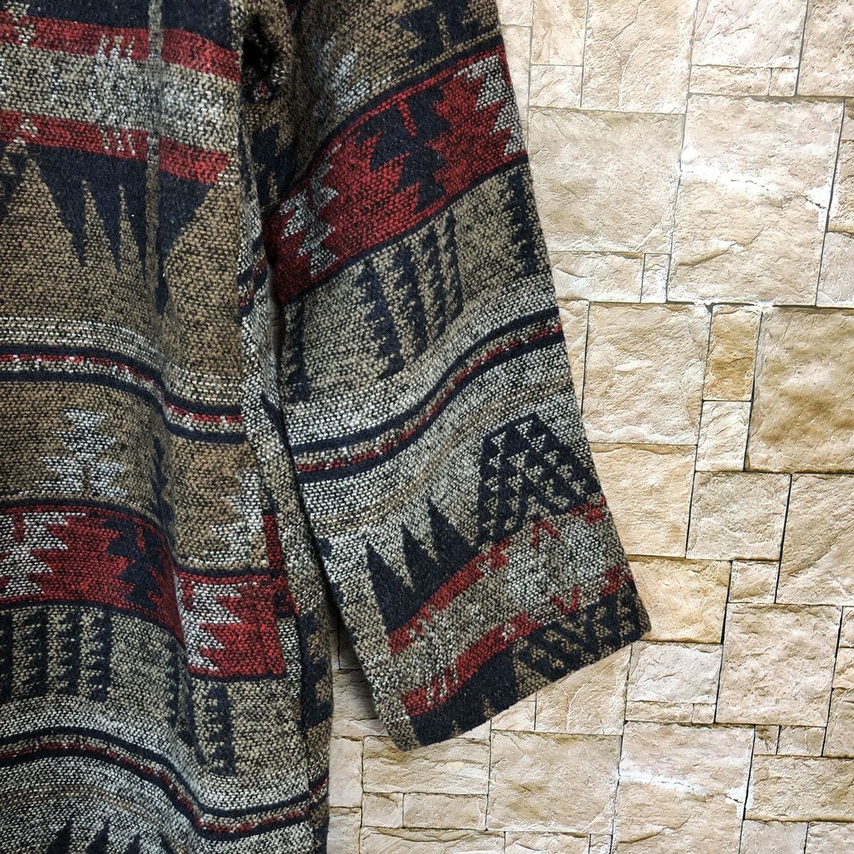 Homespun Knitwear GRL Brown Cardigan navajo art Knitwear #A264 Size US M / EU 48-50 / 2 - 8 Thumbnail