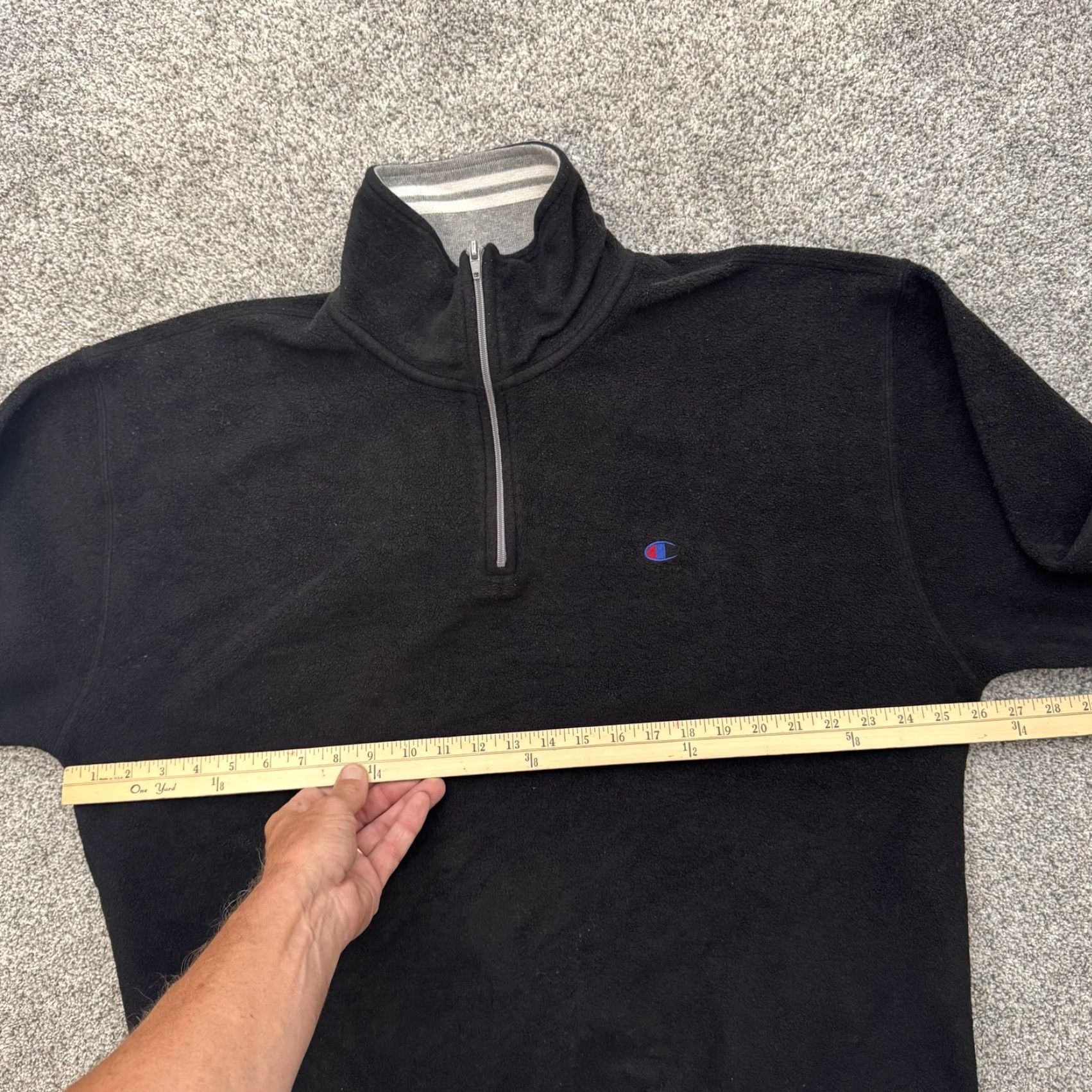 Champion Champion Sweater 2XL Black Gray Quarter Zip Fleece Athletic Casual Mens Size US XXL / EU 58 / 5 - 3 Thumbnail