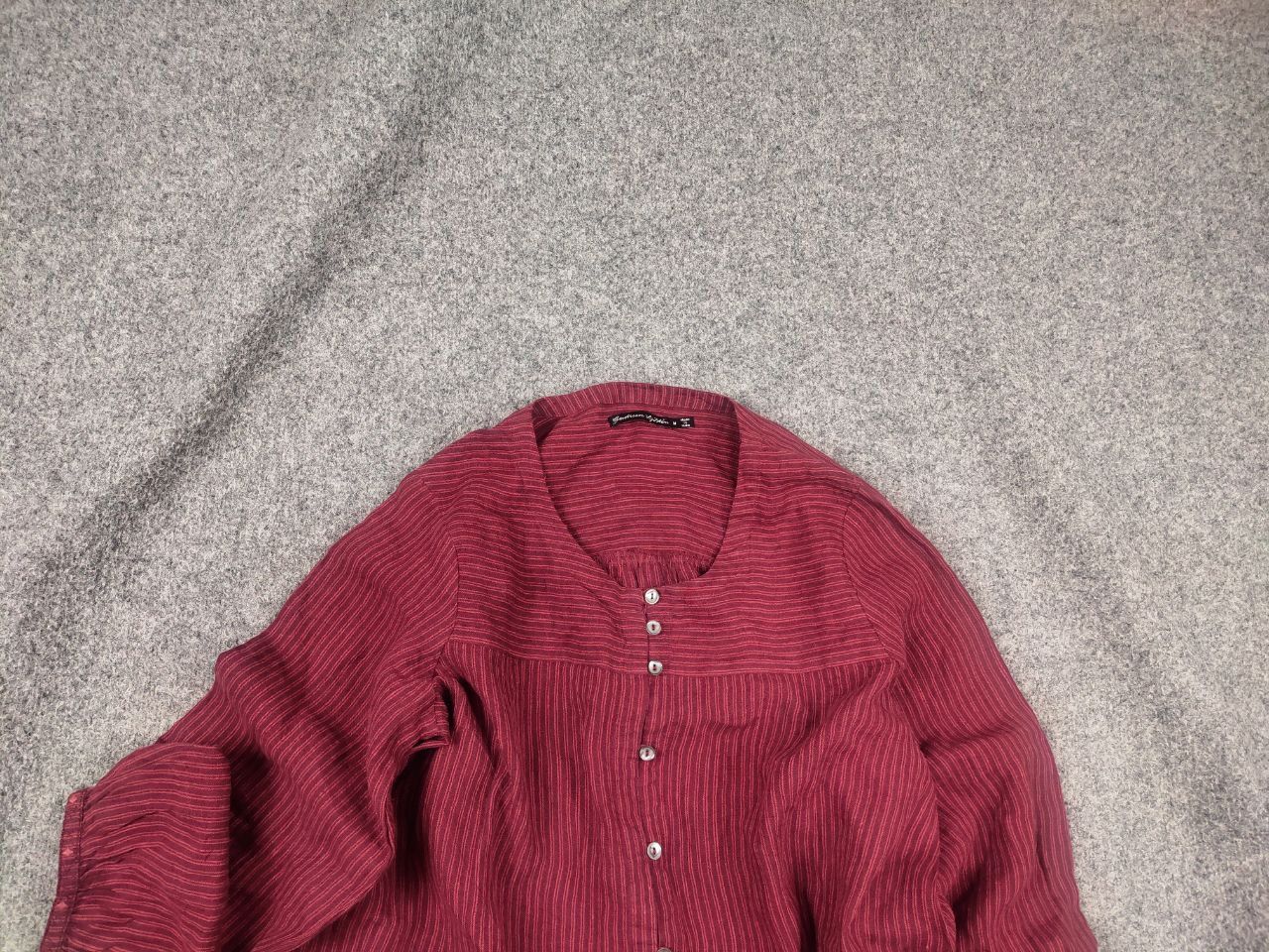 Gudrun Sjoden Gudrun Sjöden Linen Red Striped Button Long Sleeve Tunic Top Size M / US 6-8 / IT 42-44 - 2 Thumbnail
