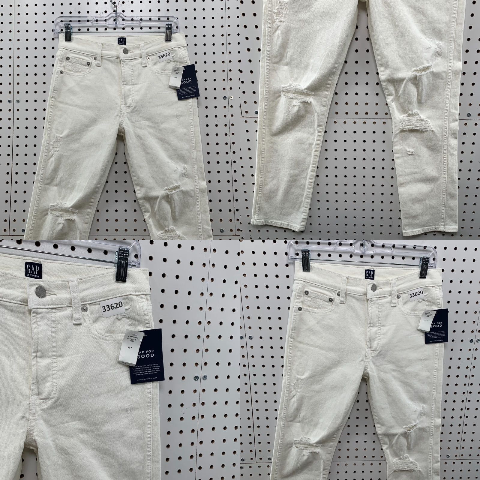 Gap GAP White Denim Jeans Womens Petite 26 Slim Straight Casual 26P NWT Size 26" / US 2 / IT 38 - 8 Thumbnail