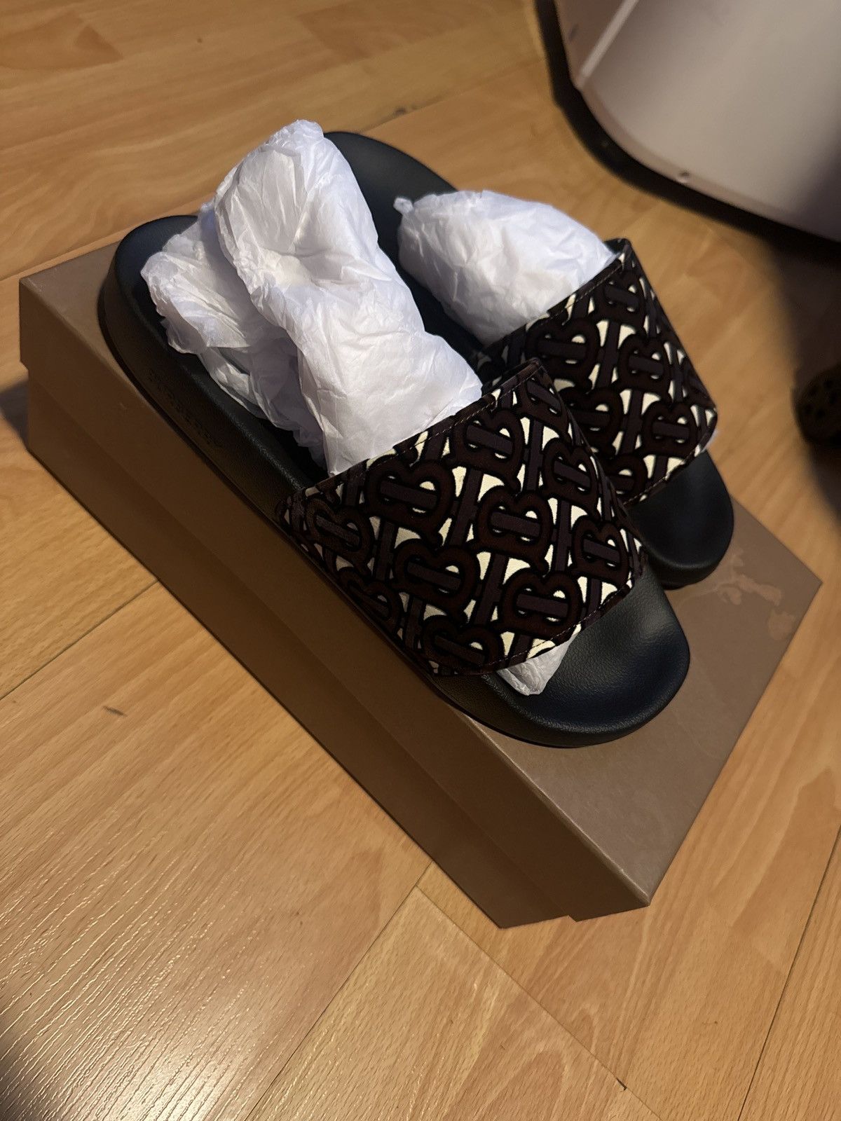 Burberry Burberry Monogram flocked slides Size US 9.5 / EU 42-43 - 1 Thumbnail