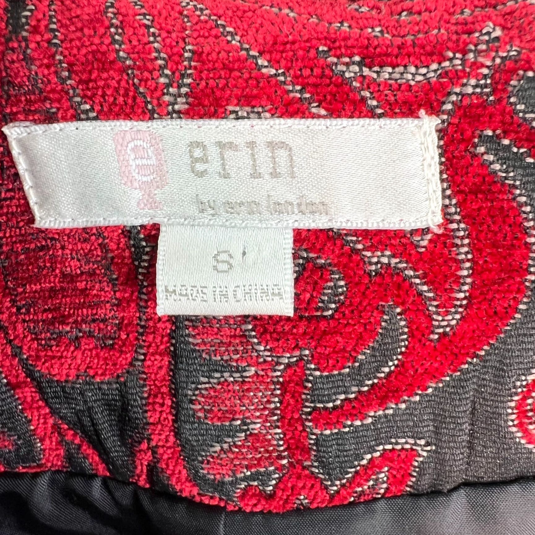 Vintage Erin London Blazer - Red Floral Notch Collar Long Sleeve Single-Breasted Jacket, Size S, Women Size S / US 4 / IT 40 - 5 Thumbnail
