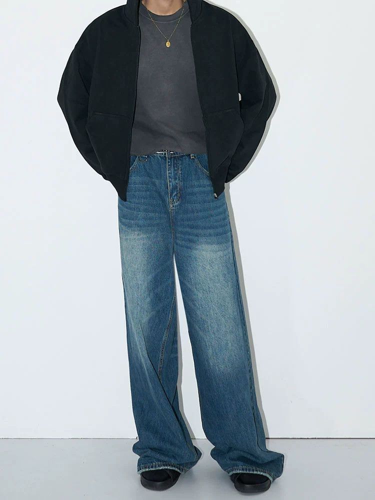 Jean Vintage baggy men's loose washed distressed wide-leg jeans Size US 32 / EU 48 - 2 Thumbnail