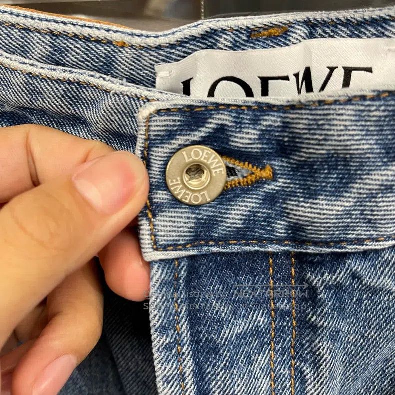 Loewe Loewe Back leather patch double knee embroidered denim tro Size 26" / US 2 / IT 38 - 4 Thumbnail