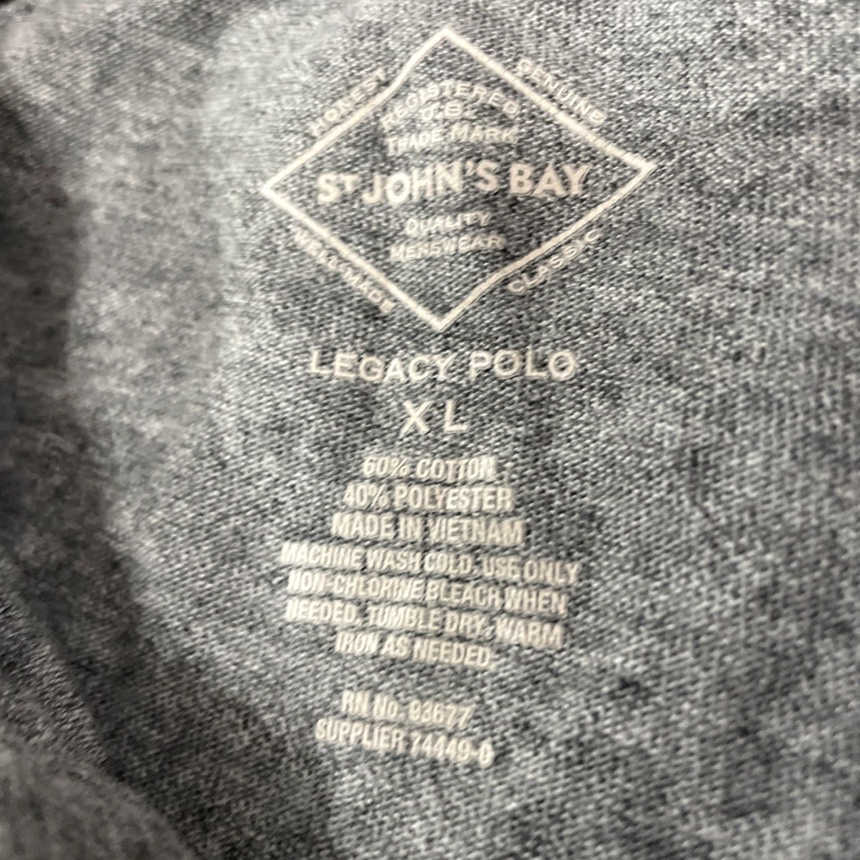 Vintage St. John's Bay Polo Mens XL Gray Jersey Stretch Polo XL Size US XL / EU 56 / 4 - 5 Thumbnail