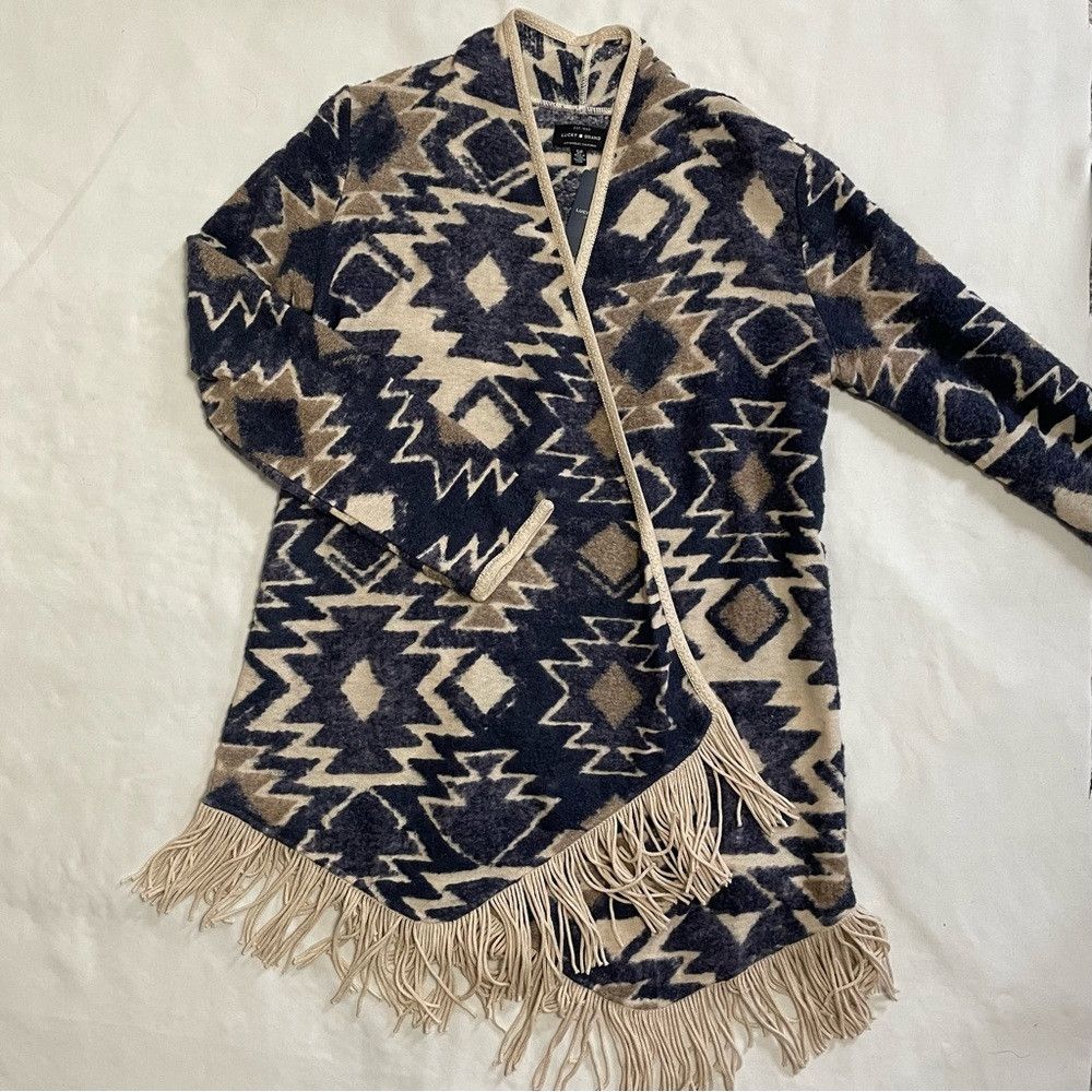 Lucky Brand NWT New $129 Lucky Brand Aztec Print Fringed Brushed Knit C Size S / US 4 / IT 40 - 6 Thumbnail