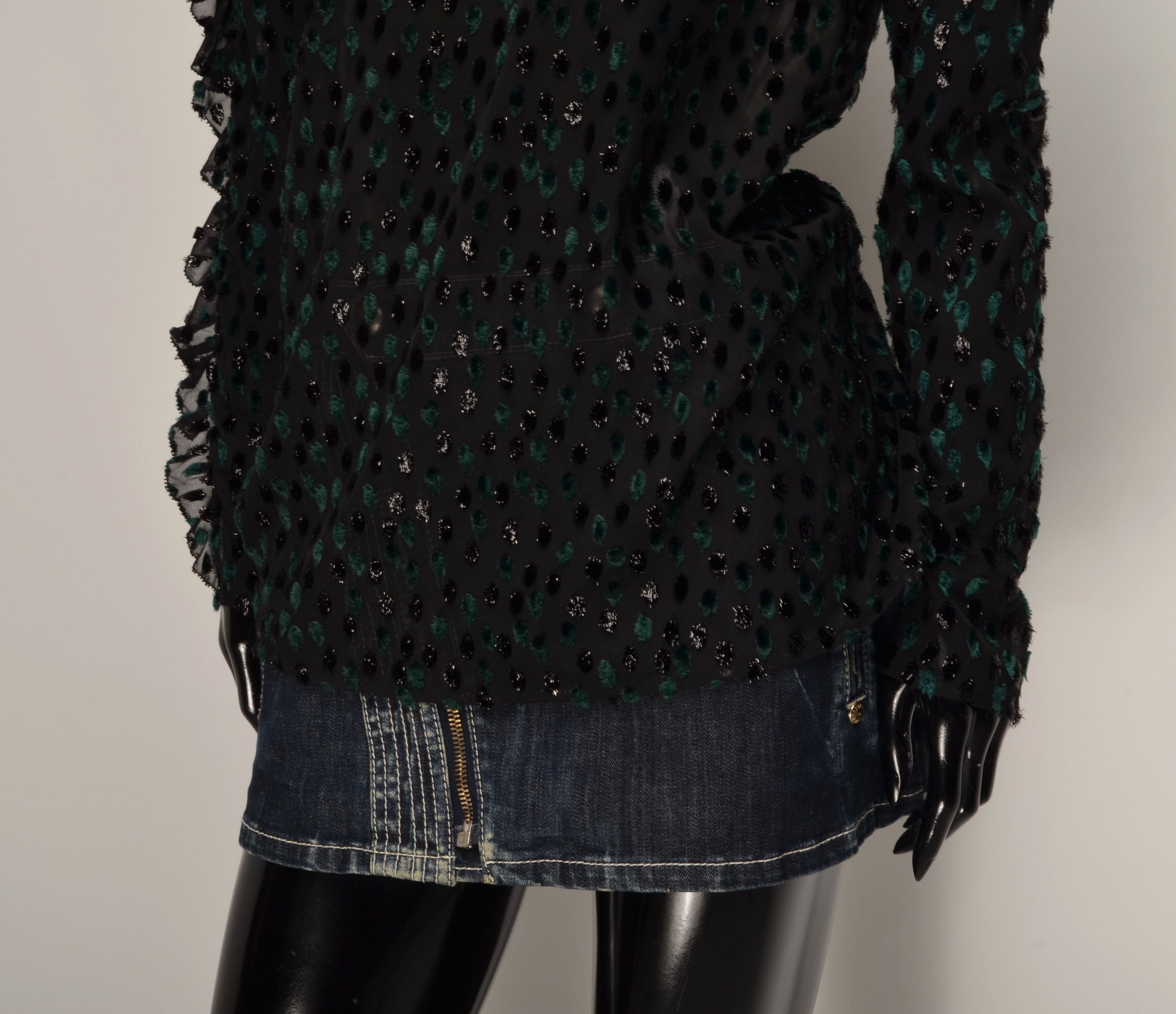 Designer × The Kooples The Kooples Sheer Sparkle One Shoulder Ruffle Blouse Size S / US 4 / IT 40 - 3 Thumbnail