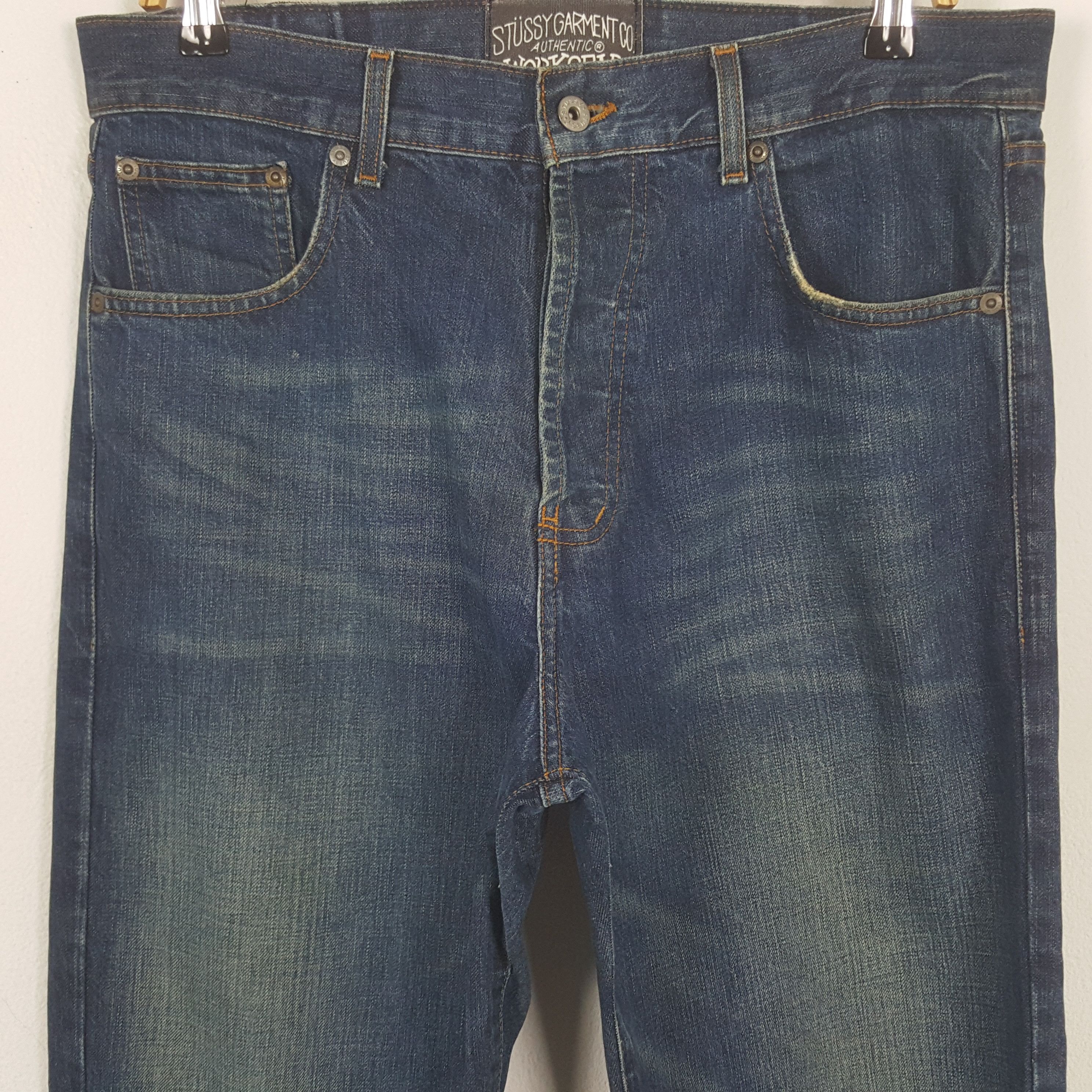 Stussy × Vintage Vintage Stussy Garment Workgear Custom Logo Denim Jeans Size US 33 - 5 Thumbnail