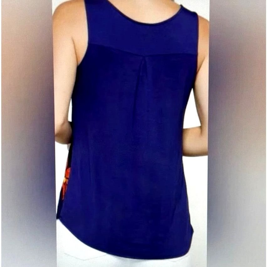 Other Fortune + Ivy Kason Split Neck Sleeveless Blouse Blue Red L Size L / US 10 / IT 46 - 4 Thumbnail