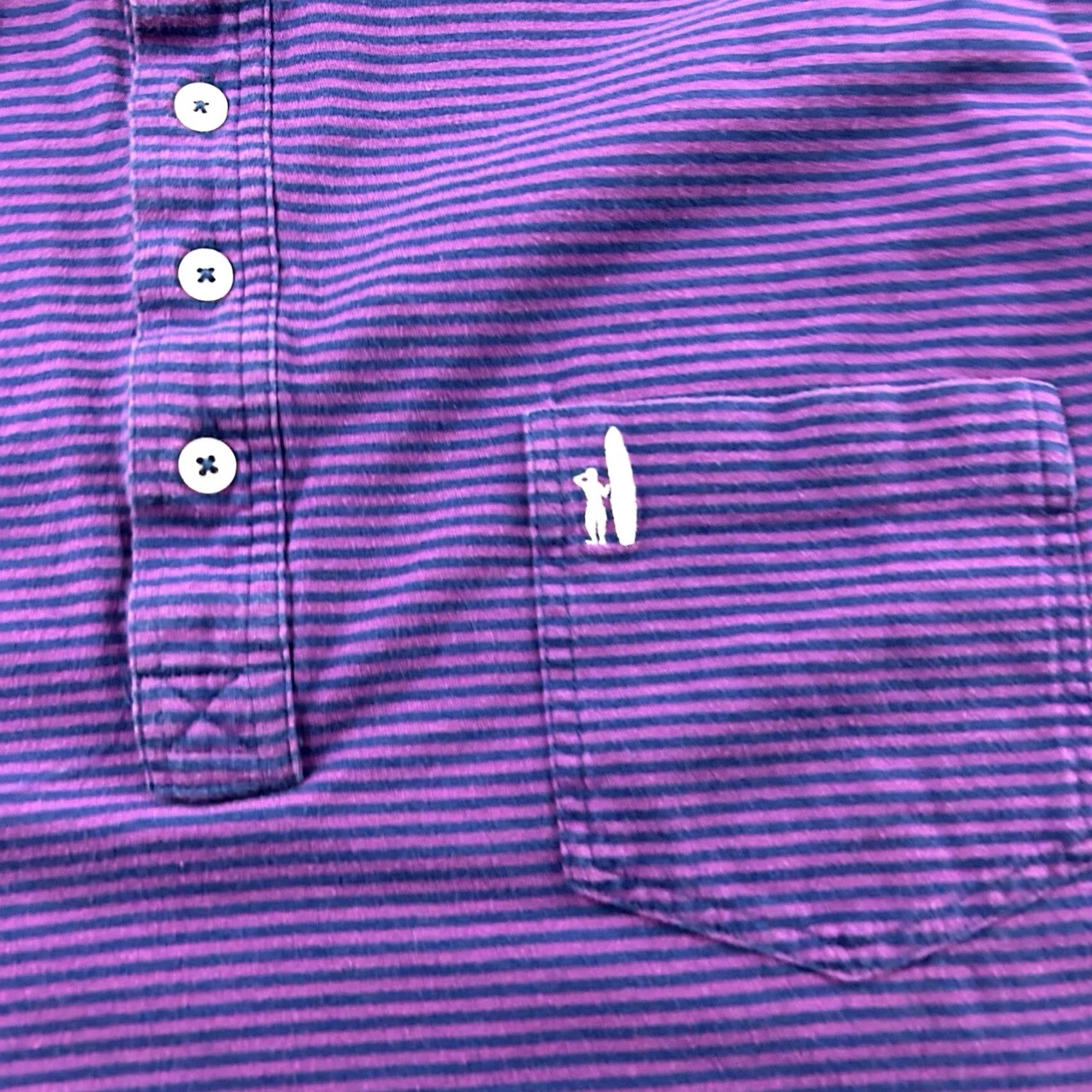 johnnie-O Johnnie-O Striped Short Sleeve Pocket Polo Shirt XL Purple Mens Size US XL / EU 56 / 4 - 2 Thumbnail