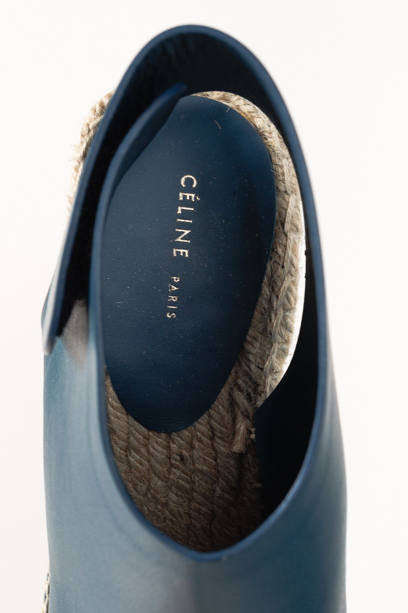 Celine Celine Blue Leather Wedge Espadrilles Size US 7.5 / IT 37.5 - 11 Thumbnail