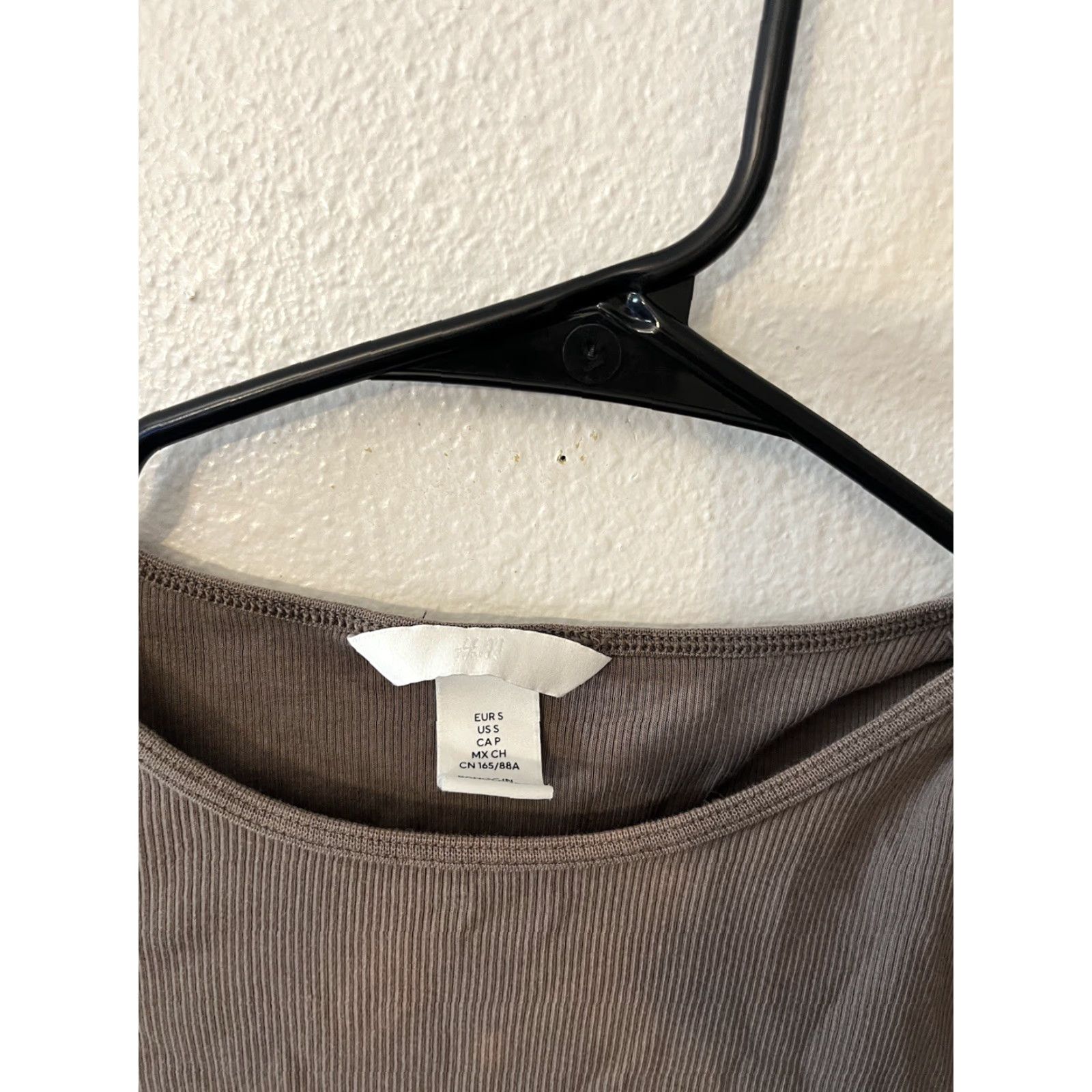 H&M H&M Top Women Brown Solid Cotton Blend Short Sleeve T-Shirt Crew Neck Cap Sleeve Slimming All Seasons Easy Care Regular Size S Casual Vintage: No Size S / US 4 / IT 40 - 3 Thumbnail
