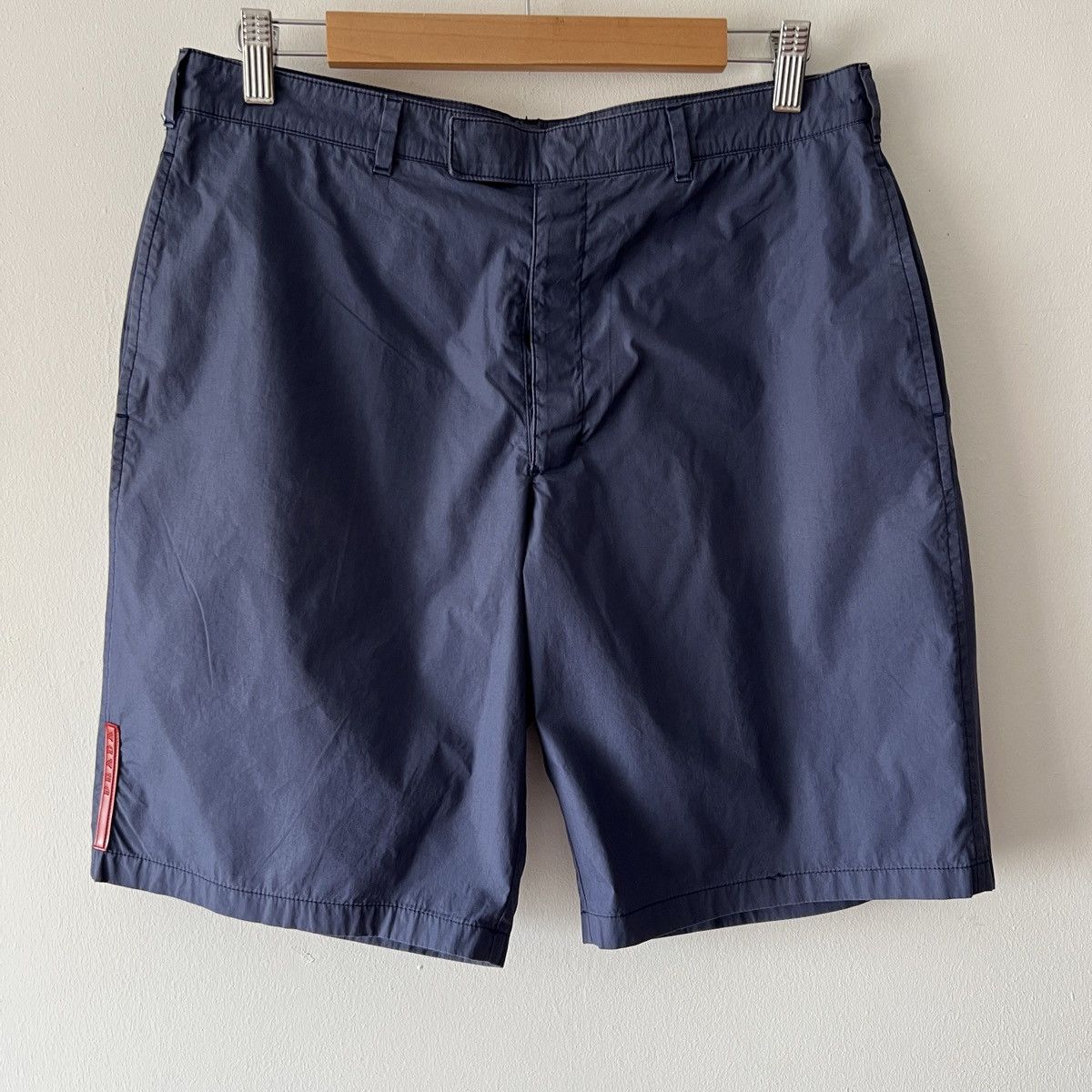 Prada 🔥🔥 90s Prada Blue Nylon Red Tab Shorts Size US 32 / EU 48 - 1 Thumbnail