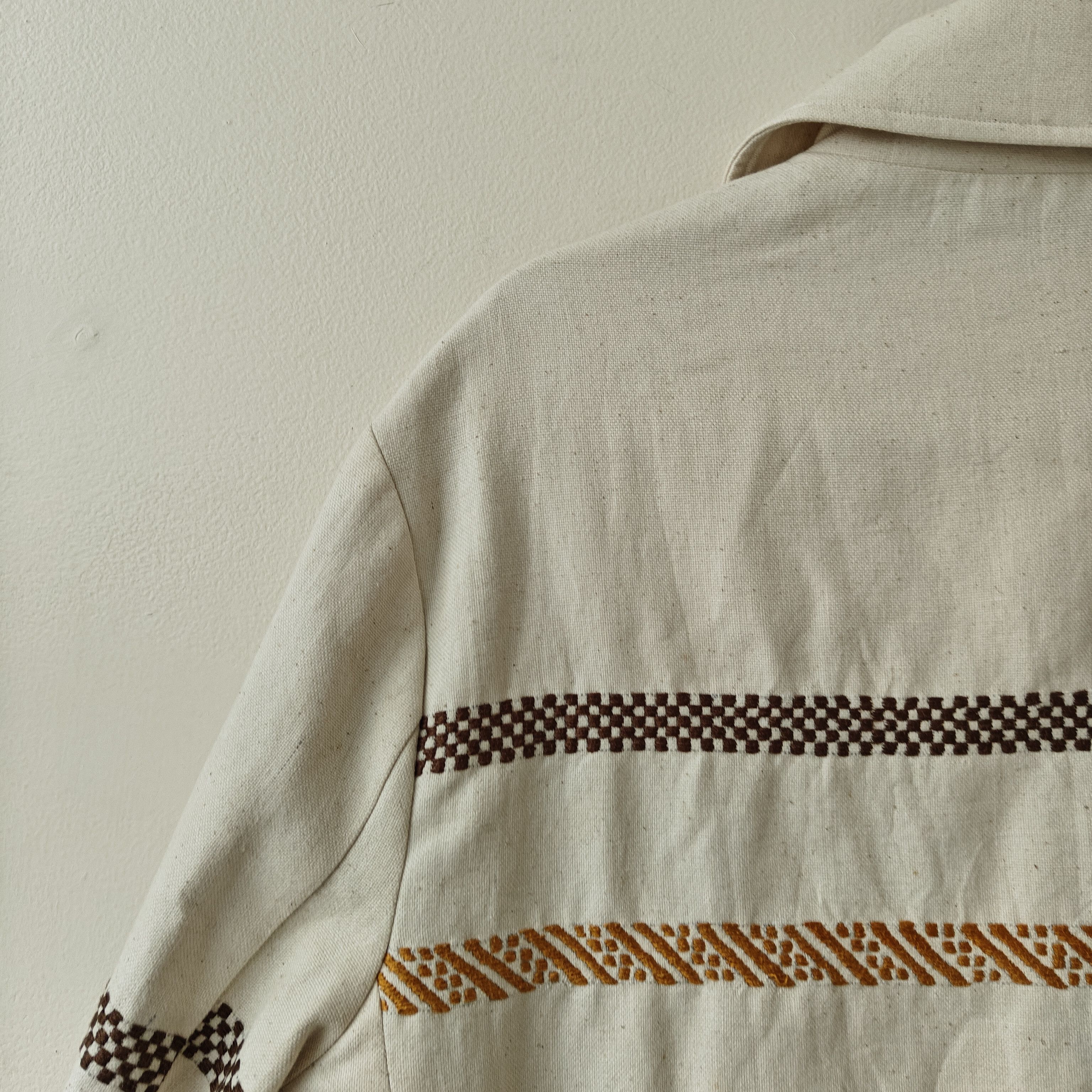 HARAGO LNWOT craft heritage kantha border Cream striped jacket $870 Size US M / EU 48-50 / 2 - 14 Thumbnail