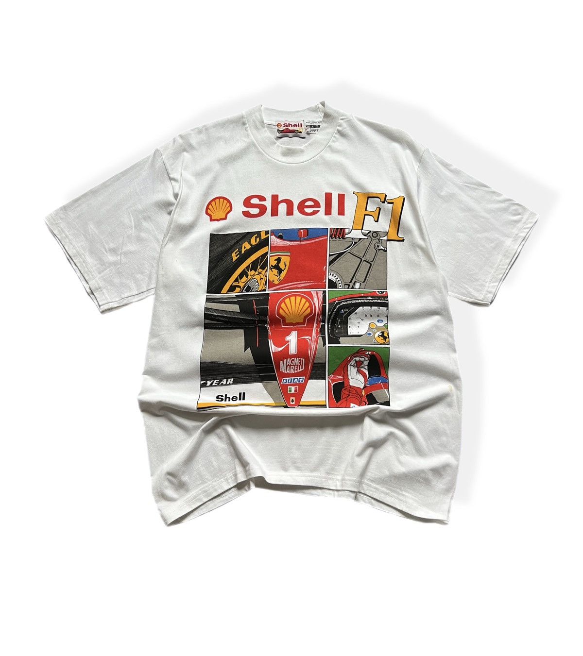 Ferrari Y2K Ferrari Shell Formula 1 Racing White t-shirt Tee Size US L / EU 52-54 / 3 - 1 Thumbnail