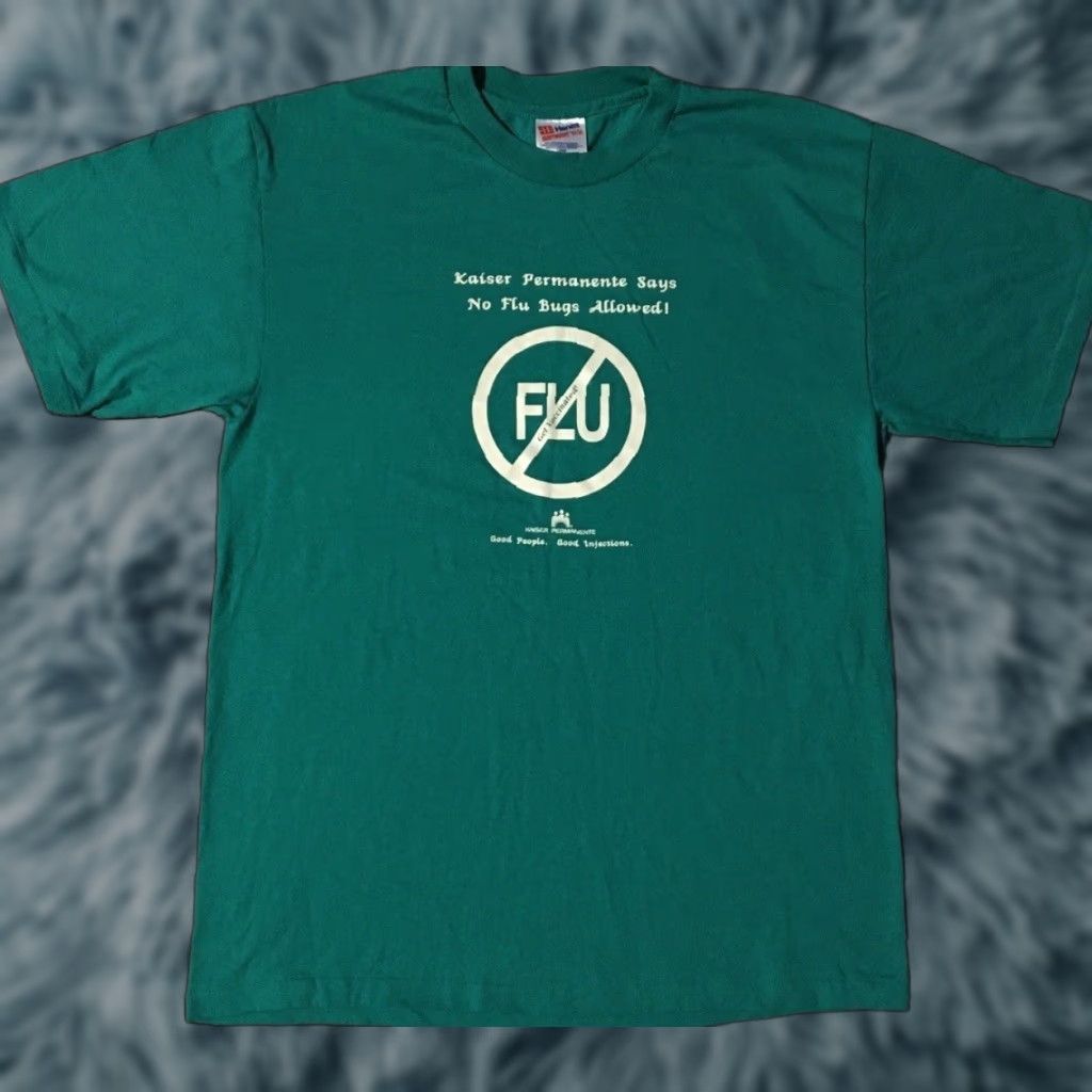 Vintage VINTAGE 90s Flu Vaccine Get Vaccinated Shirt L Green Funny Pharmacy Doctor Corona Grunge Size US L / EU 52-54 / 3 - 1 Thumbnail