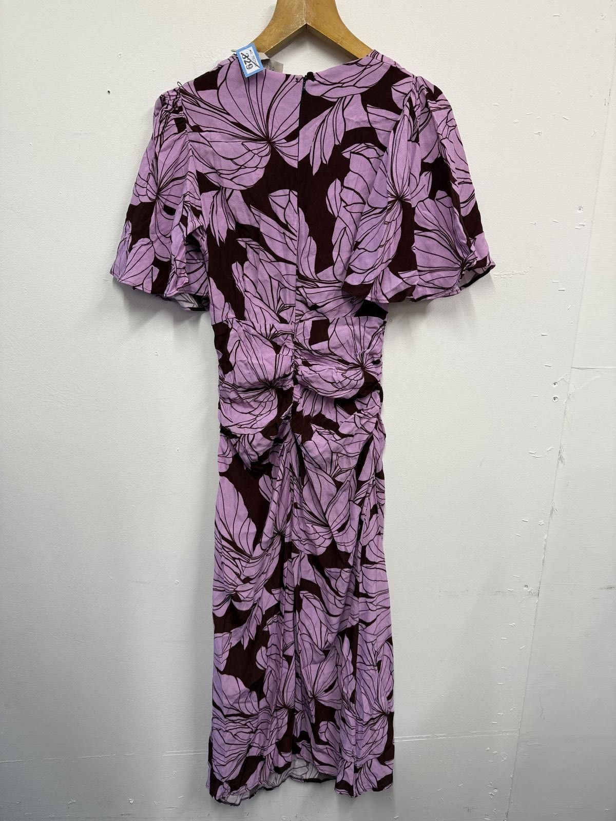 Jean Charles De Castelbajac Coast Purple Floral Midi Dress with Cape Sleeve Detail Size M / US 6-8 / IT 42-44 - 4 Thumbnail