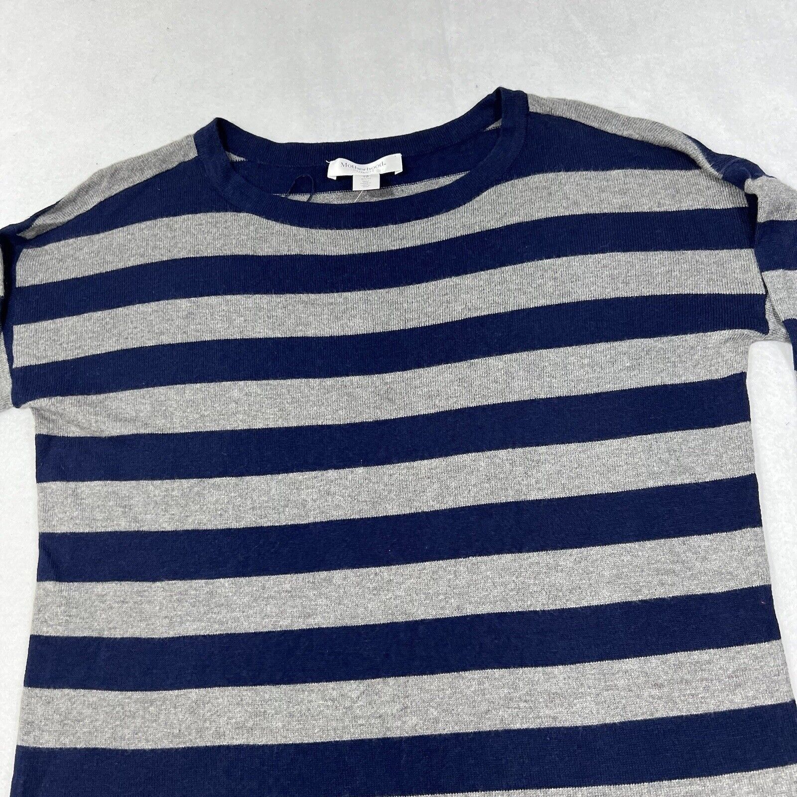 Other Motherhood Maternity Sweater Navy Blue Gray Striped Ribbons Size XS / US 0-2 / IT 36-38 - 2 Thumbnail