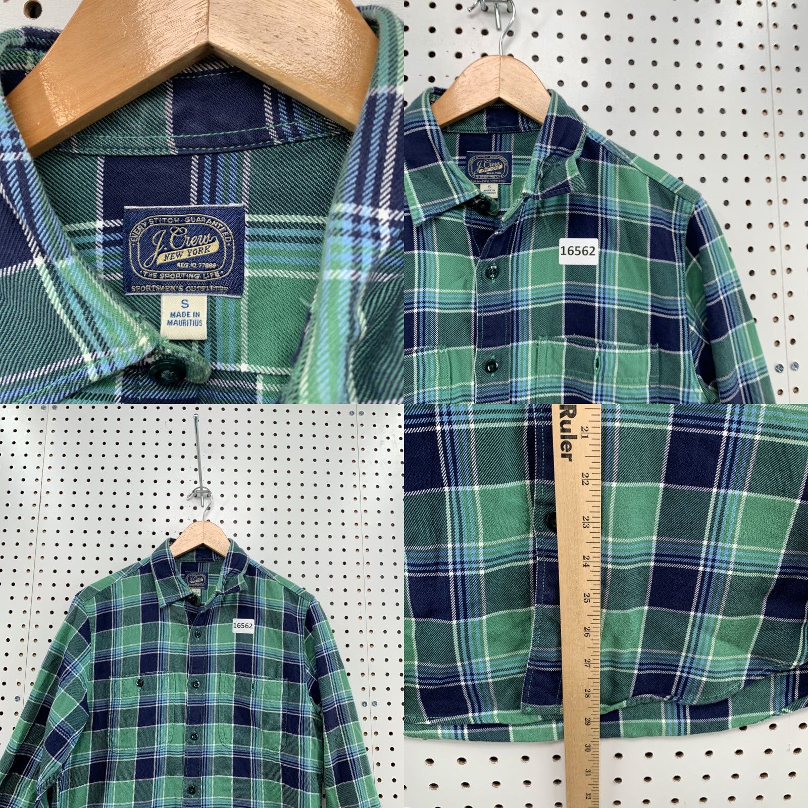 J.Crew J.CREW Button-Up Shirt Plaid Long Sleeve Mens Small Green Flannel Shirt - Regular Fit, Collar A-line, Vintage Inspired? Size US S / EU 44-46 / 1 - 8 Thumbnail