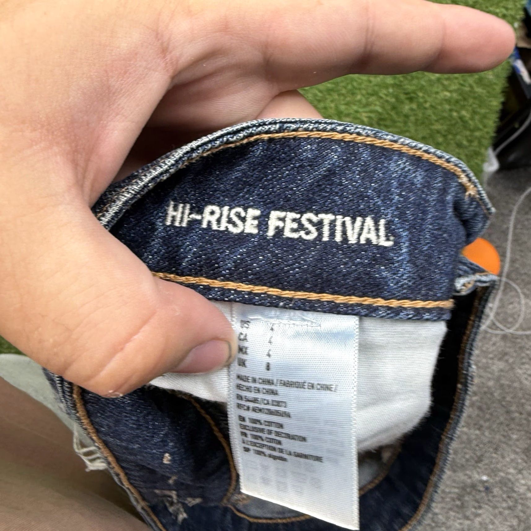 American Eagle Outfitters American Eagle Outfitters Jeans Adult 4 Blue Hi Rise Distressed Lace Festival Womens Size 27" / US 4 / IT 40 - 6 Thumbnail