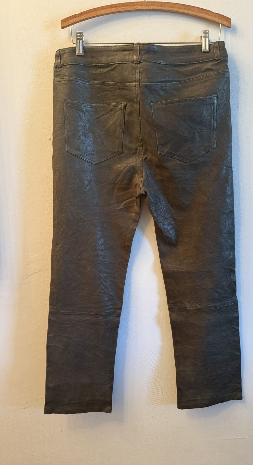 Paige PAIGE Genuine Leather Men's Pants Dark Gray, Textured Finish Size US 32 / EU 48 - 10 Thumbnail