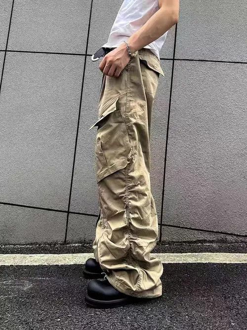 VIBE Vintage Punk Hip Hop Khaki Workwear Paratrooper Casual Pants Size US 32 / EU 48 - 4 Thumbnail