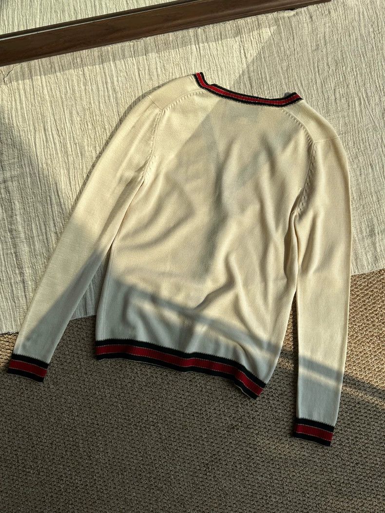 Other Gucci Pearl buckle V-neck black and red striped knitted ca Size S / US 4 / IT 40 - 4 Thumbnail