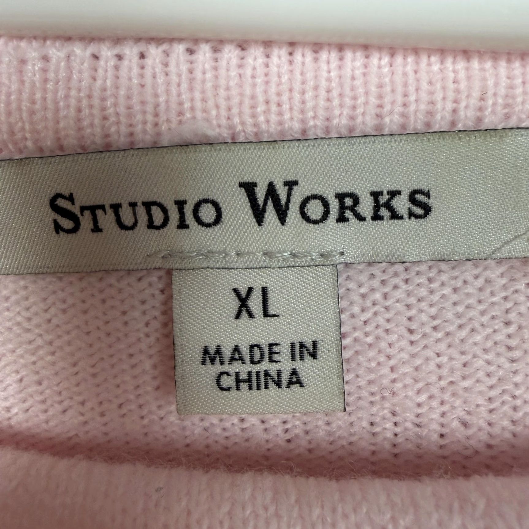 Vintage Studio Works Sweater Womens XL Pink Cowl Neck Button Preppy Lightweight Layering Size XL / US 12-14 / IT 48-50 - 5 Thumbnail