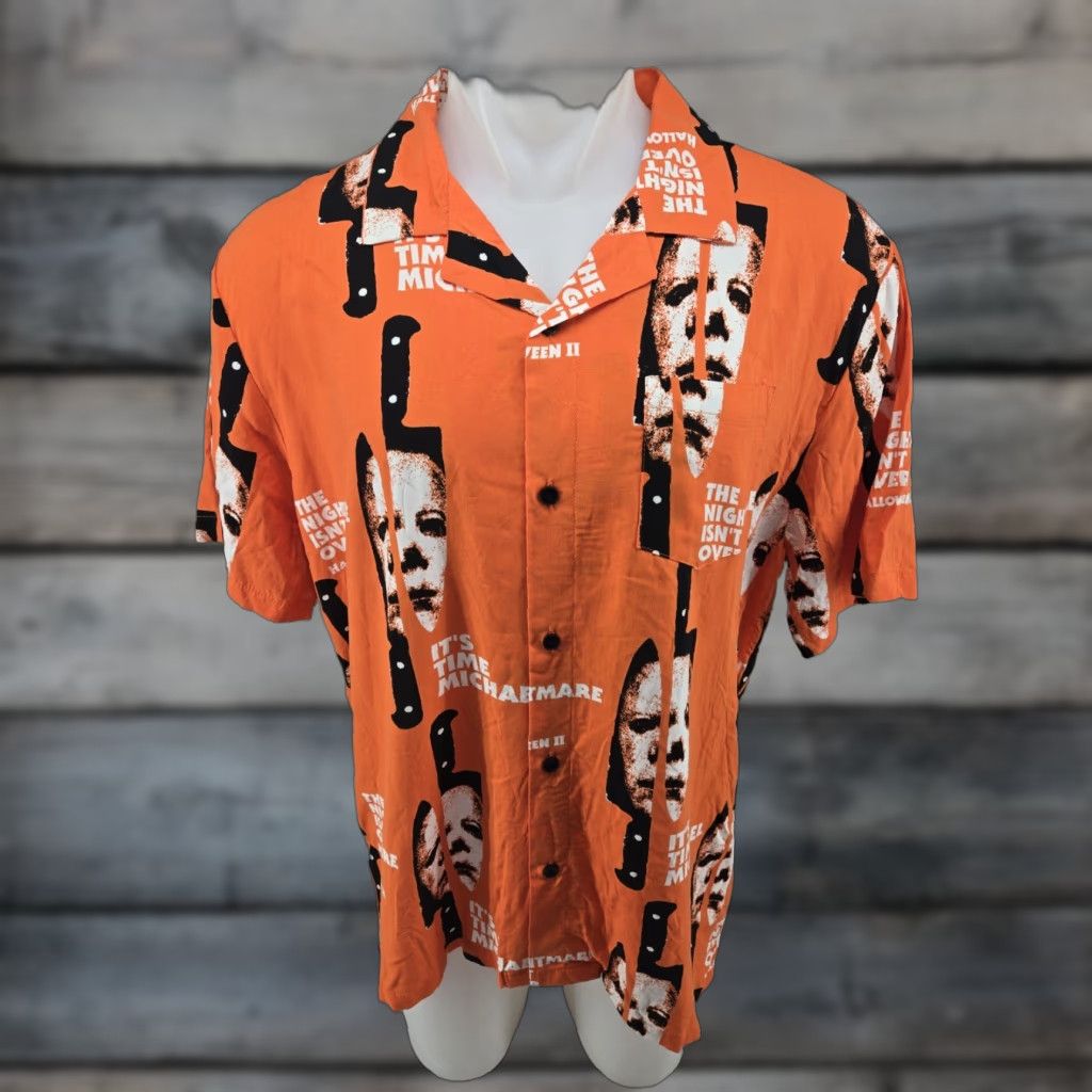 Vintage Halloween 2 Michael Myers Mens Button Up Shirt XL All Over Print Size US XL / EU 56 / 4 - 1 Thumbnail