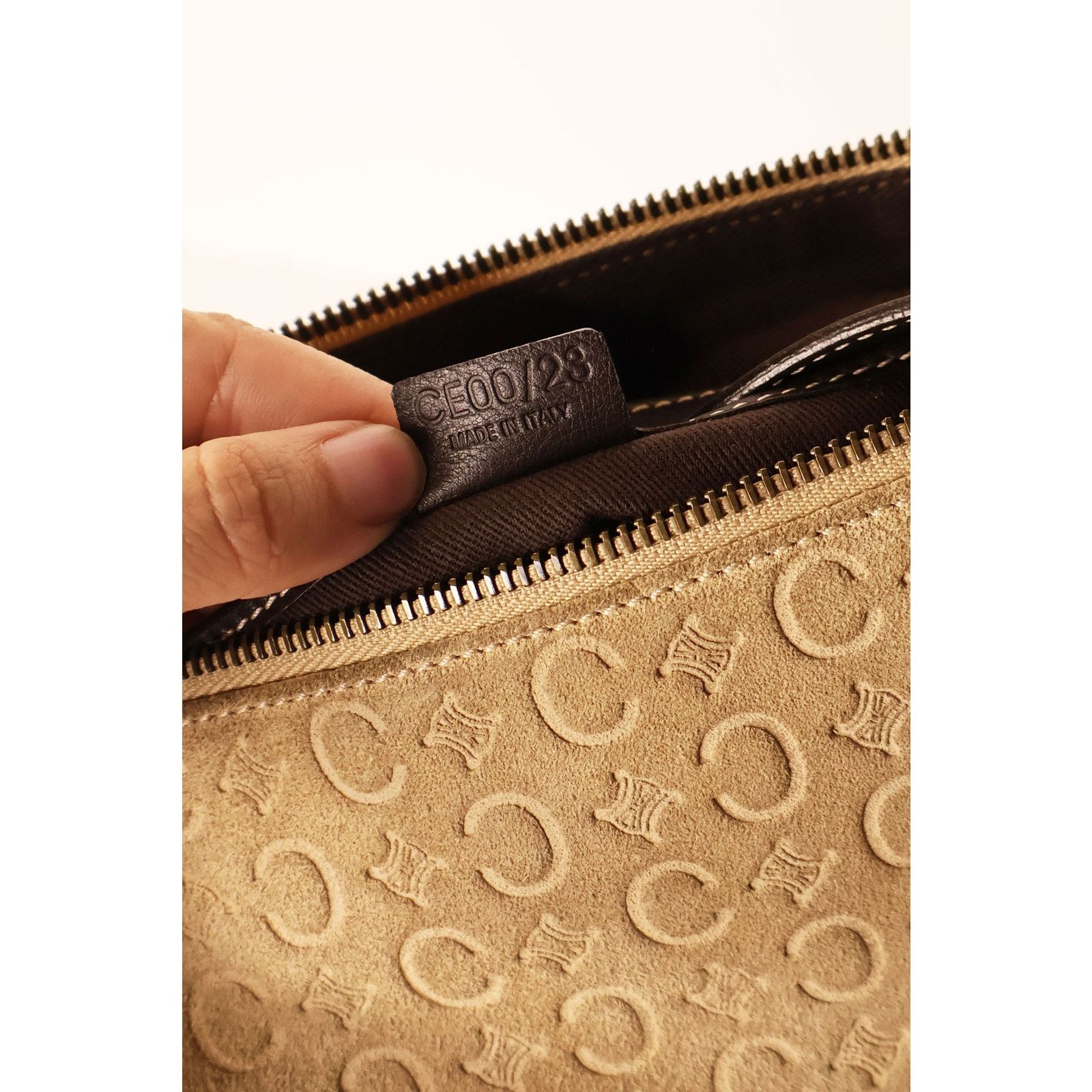 Celine Vintage CELINE Suede Nude Macadam Monogram Bag Size ONE SIZE - 9 Thumbnail