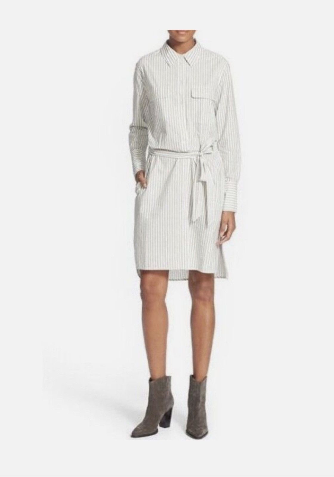 Equipment EQUIPMENT FEMME Striped Shirt Dress Size M Grey White Cotton Size M / US 6-8 / IT 42-44 - 2 Thumbnail
