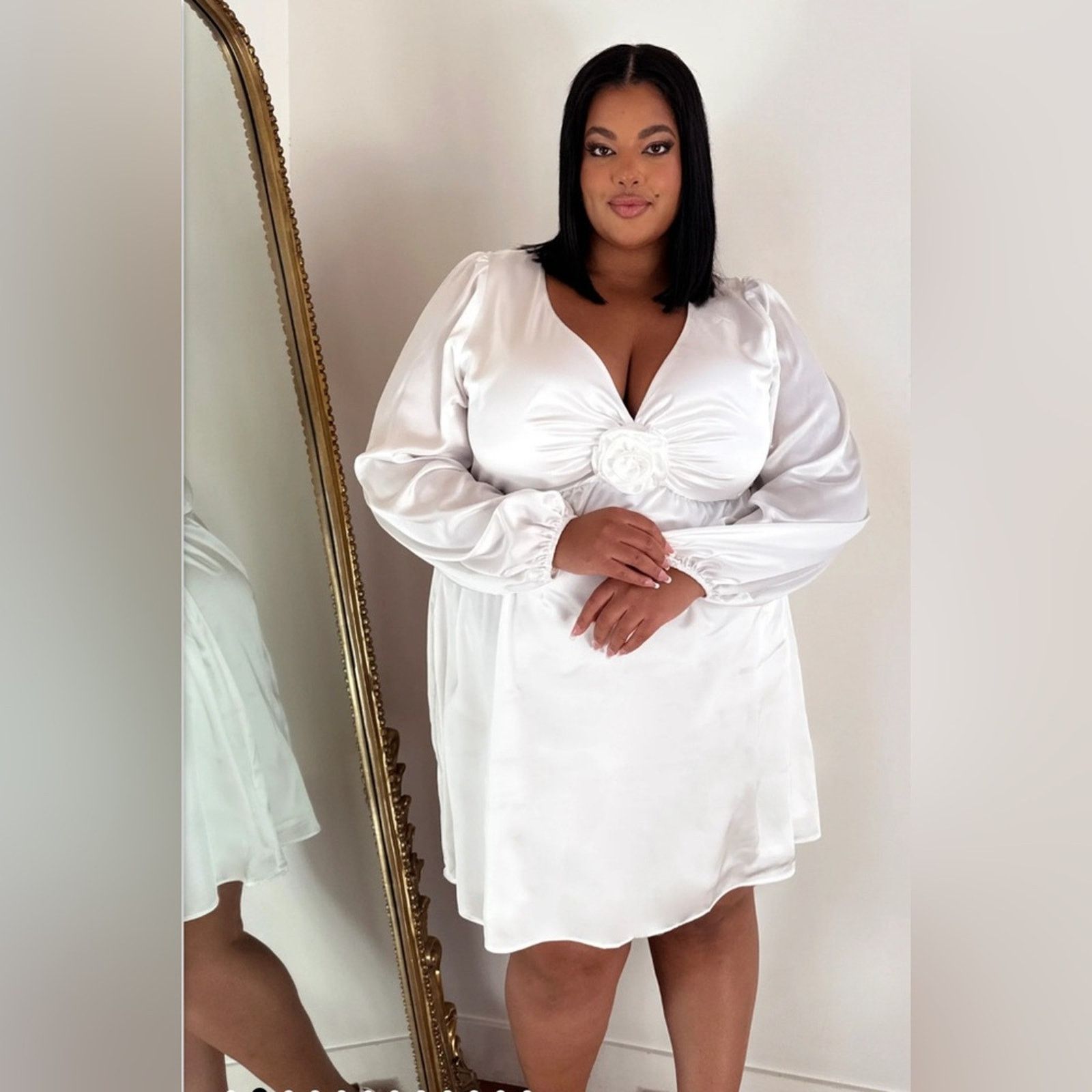 image of Show Me Your Mumu Rosetta Mini Dress Size: 1X in White, Women's (Size 2XL)