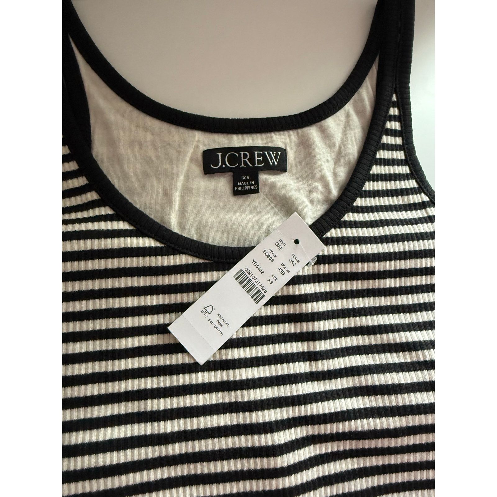 J.Crew $45 New J.Crew Vintage rib shelf bra tank top in stripe - XS Size XS / US 0-2 / IT 36-38 - 4 Thumbnail