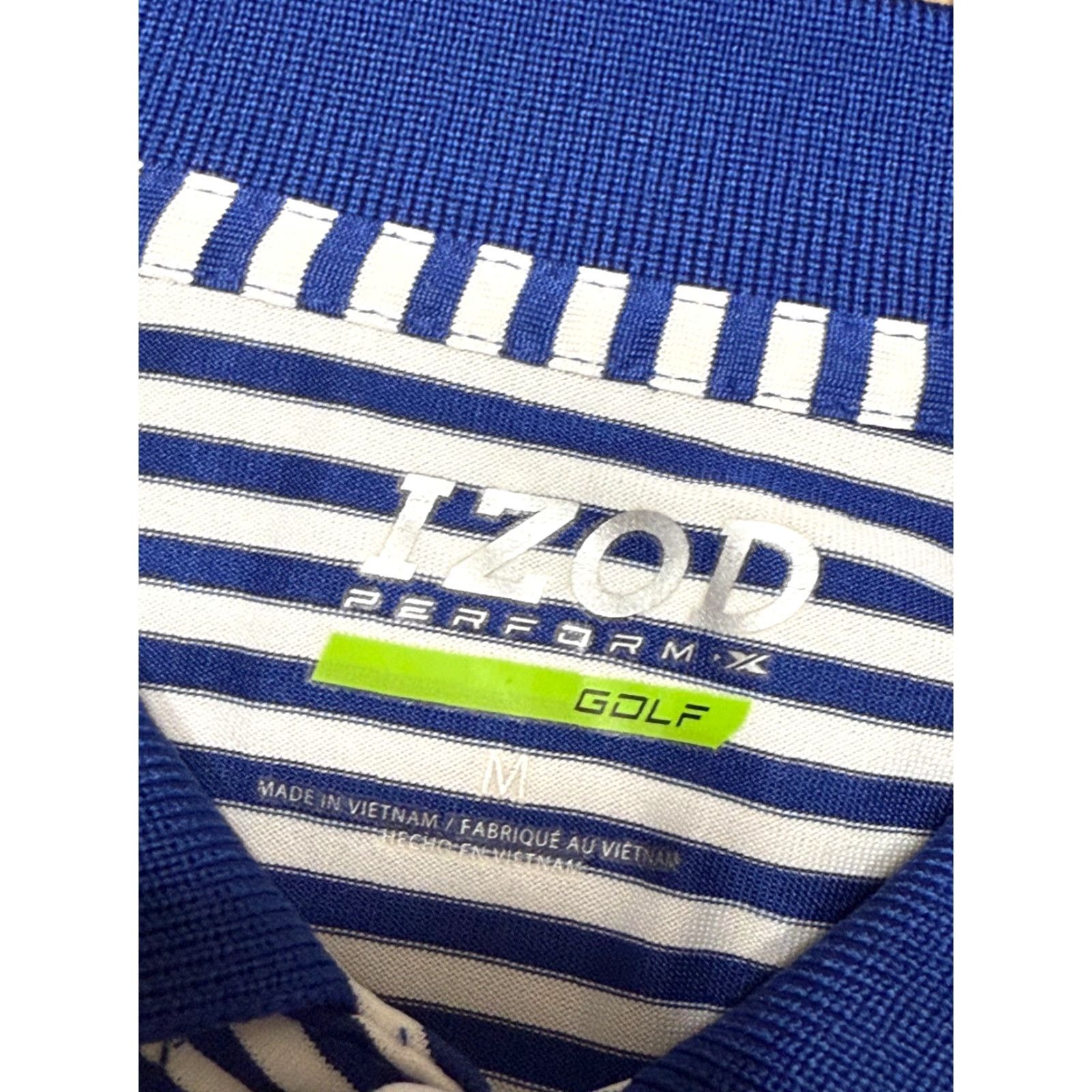 Izod IZOD Shirt Men's Size Medium White Blue Striped Polo Golf Performance Shirt Size US M / EU 48-50 / 2 - 5 Thumbnail
