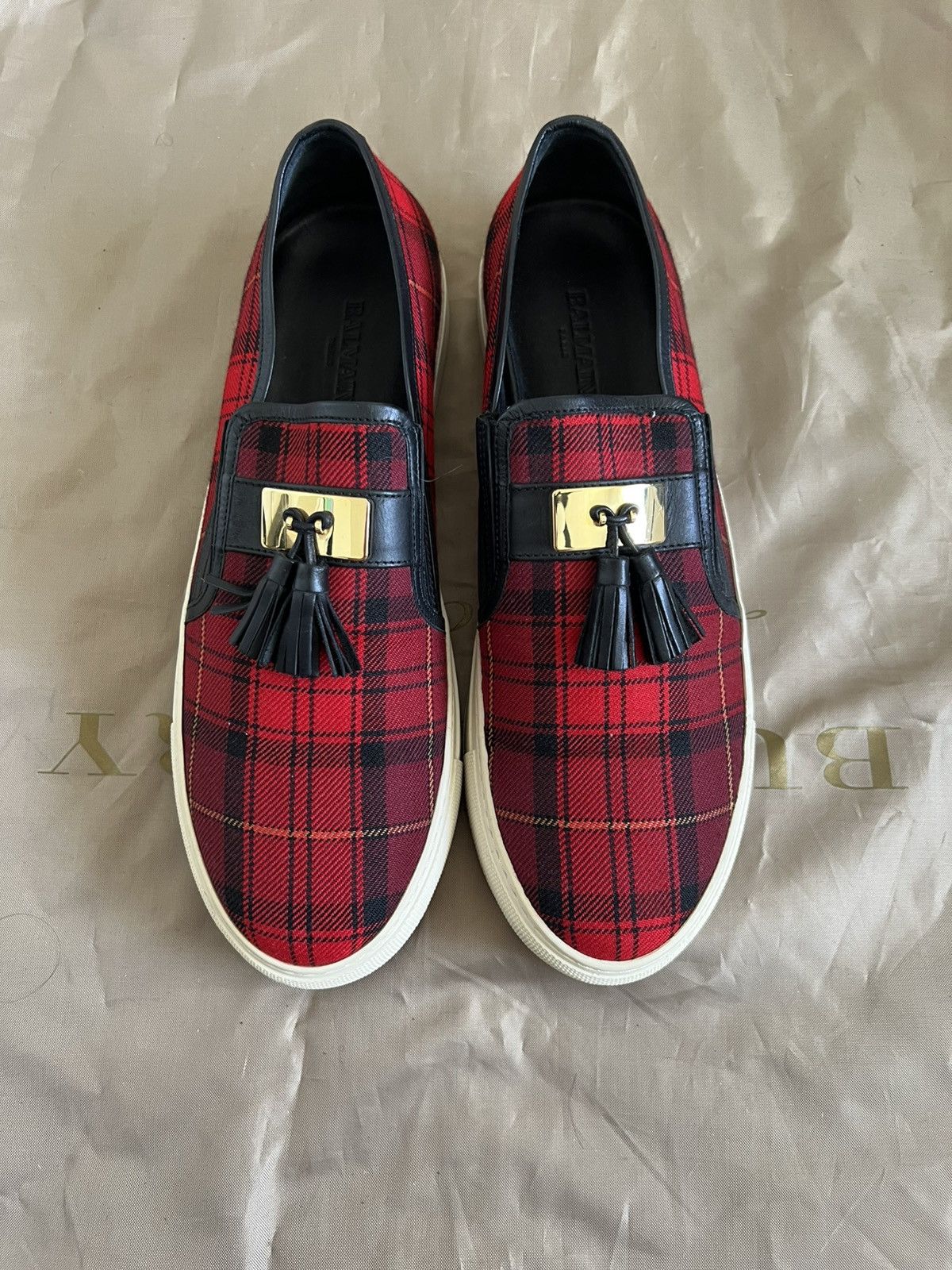 Balmain BALMAIN Tassel-trimmed checked flannel slip-on size 42 Size US 9 / EU 42 - 2 Thumbnail